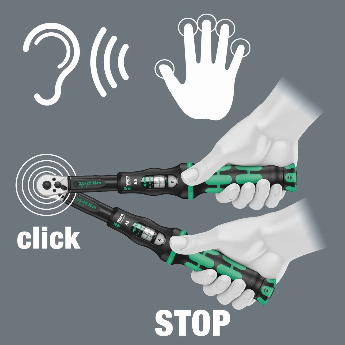 Wera Click-Torque A 5 Klucz, Czarny/Zielony, 1/4"