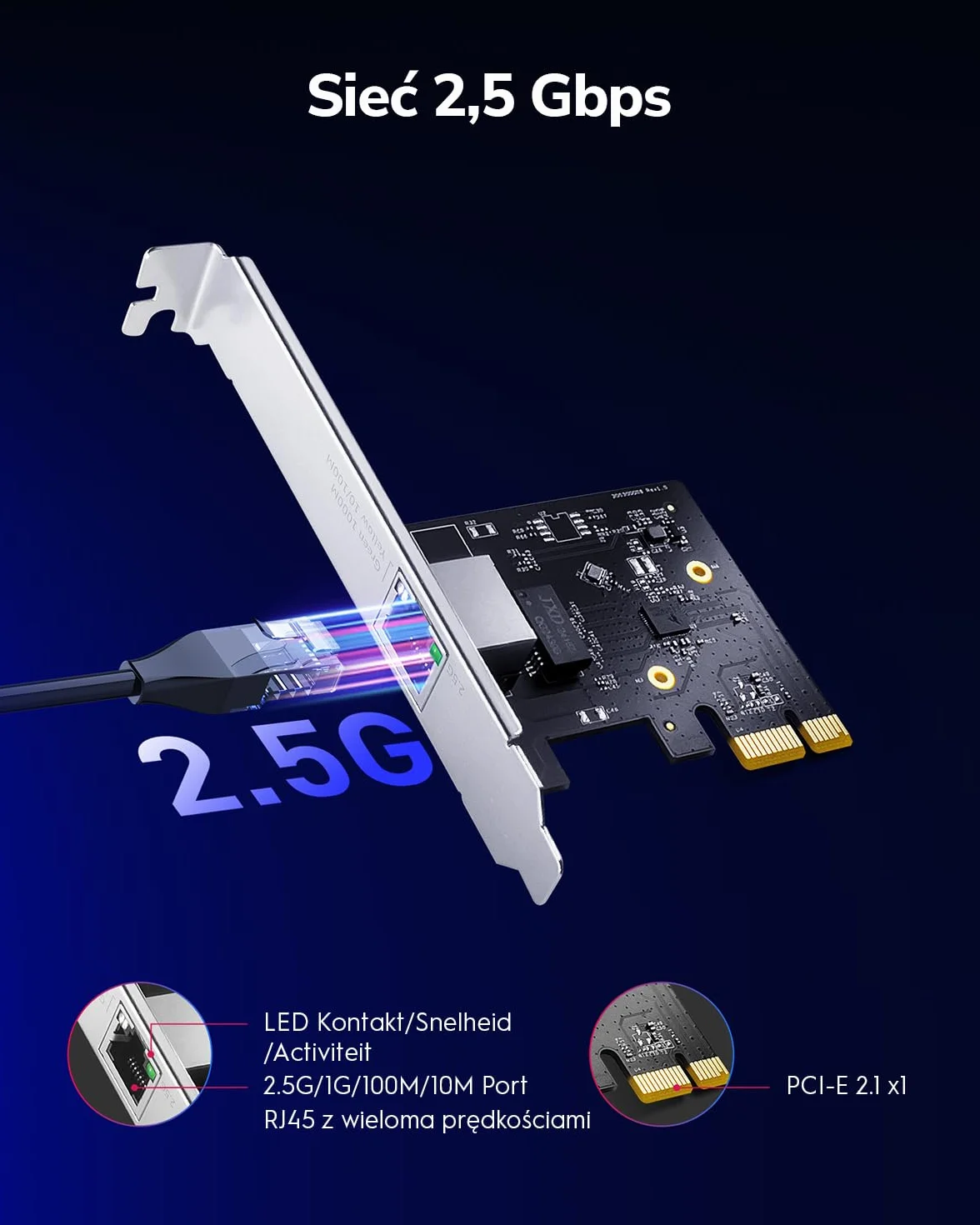 Cudy PE25 karta sieciowa PCI Express 2,5 Gb/s PCIe 2,5 GBase-T RTL8125