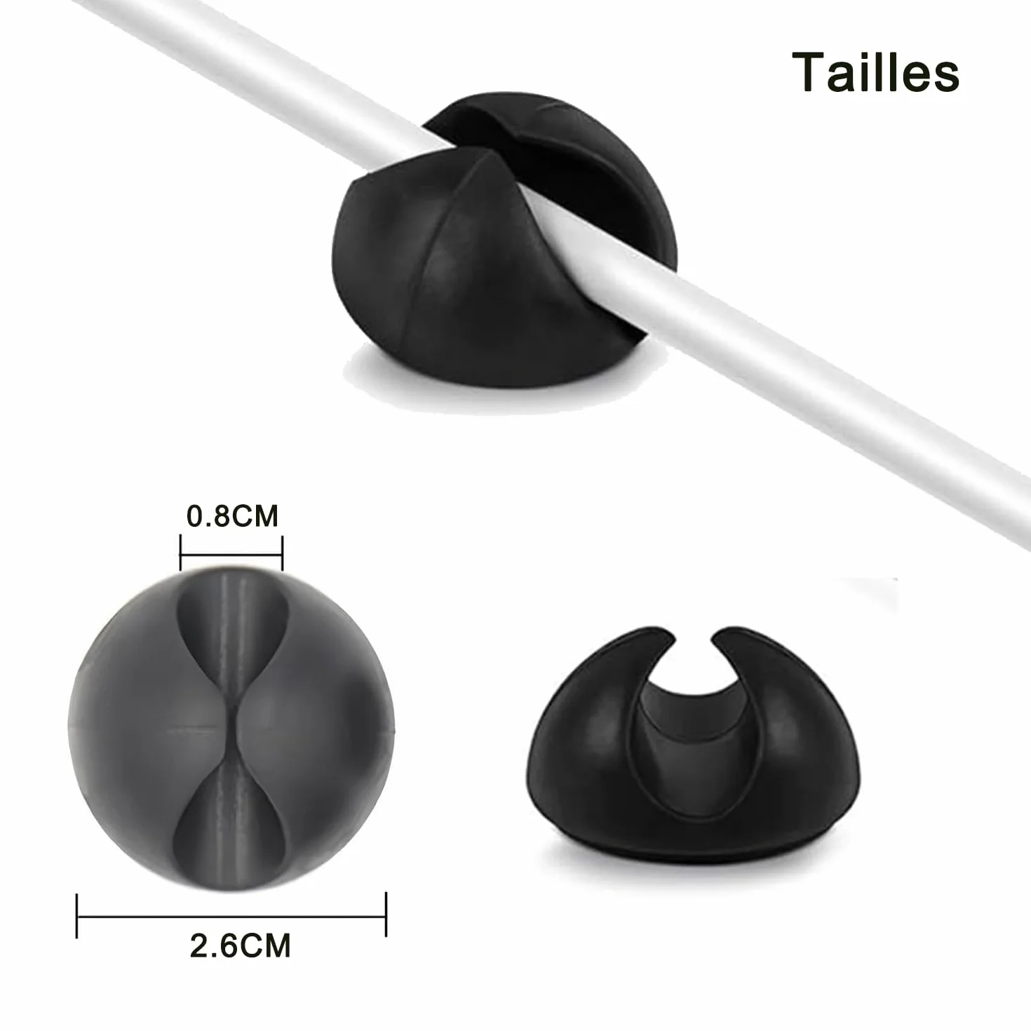 Voarge 6 x uchwyt zaciskowy na kabel, do kabli do 8 mm, zacisk kablowy do biura, kable do laptopa do domu i biura czarne