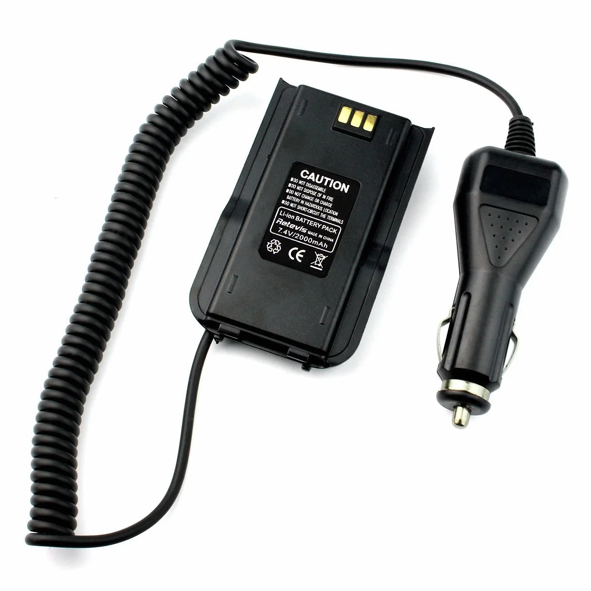 Retevis Battery Eliminator 2000mAh Ładowarka Samochodowa 12-24V Kompatybilna z Radiotelefonem RT3 RT3S TYT MD-380 MD-390 DP-29 DMR Walkie Talkie Digital (1Szt.)