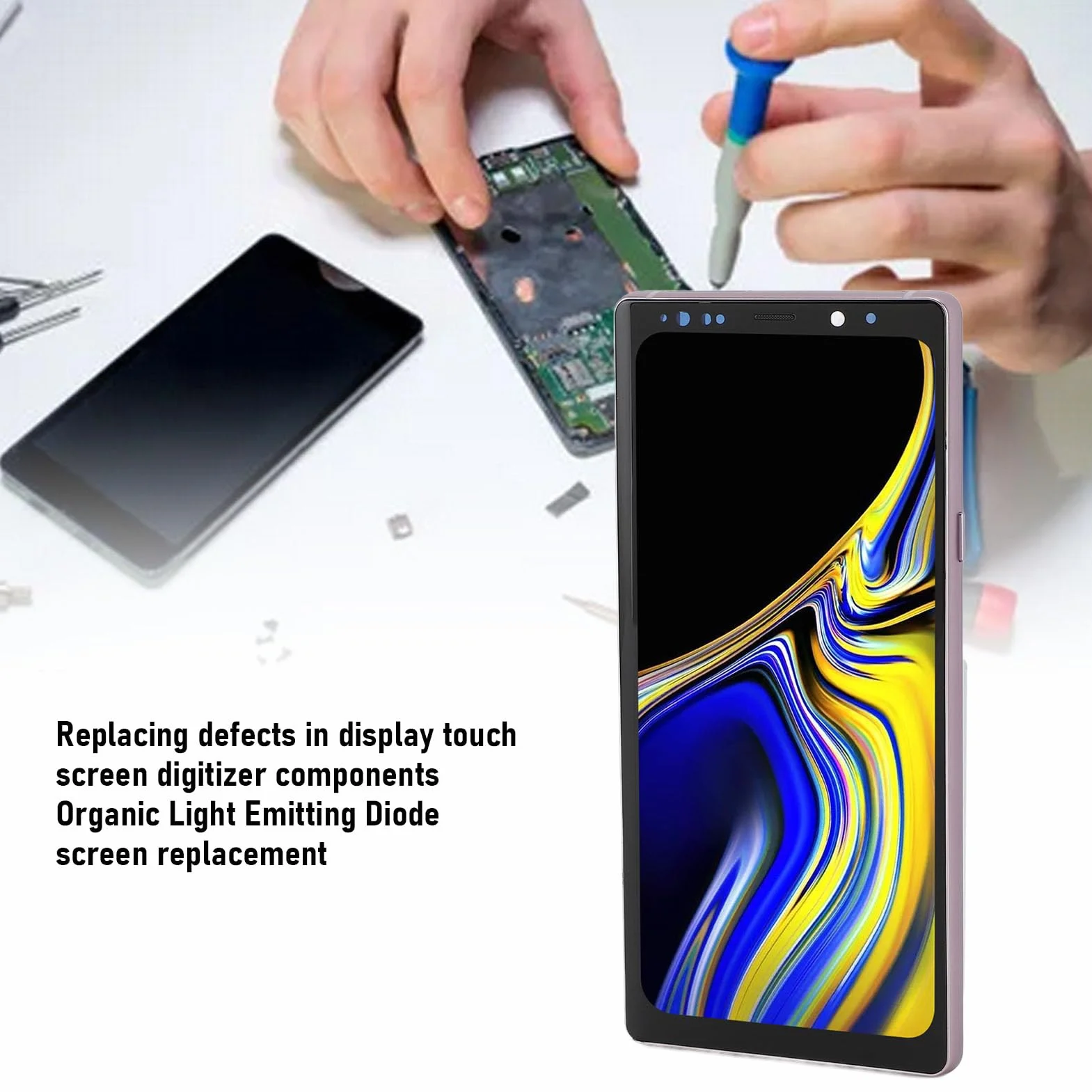 LCD Wyświetlacz Digitizer 3D Digitizer, wymiana ekranu dla przypis 9 N9600 N960U N960F N960N, 6,4 cali Wyświetlacz LCD Digitizer 3D Digitizer z Narzędziami (Fioletowy)