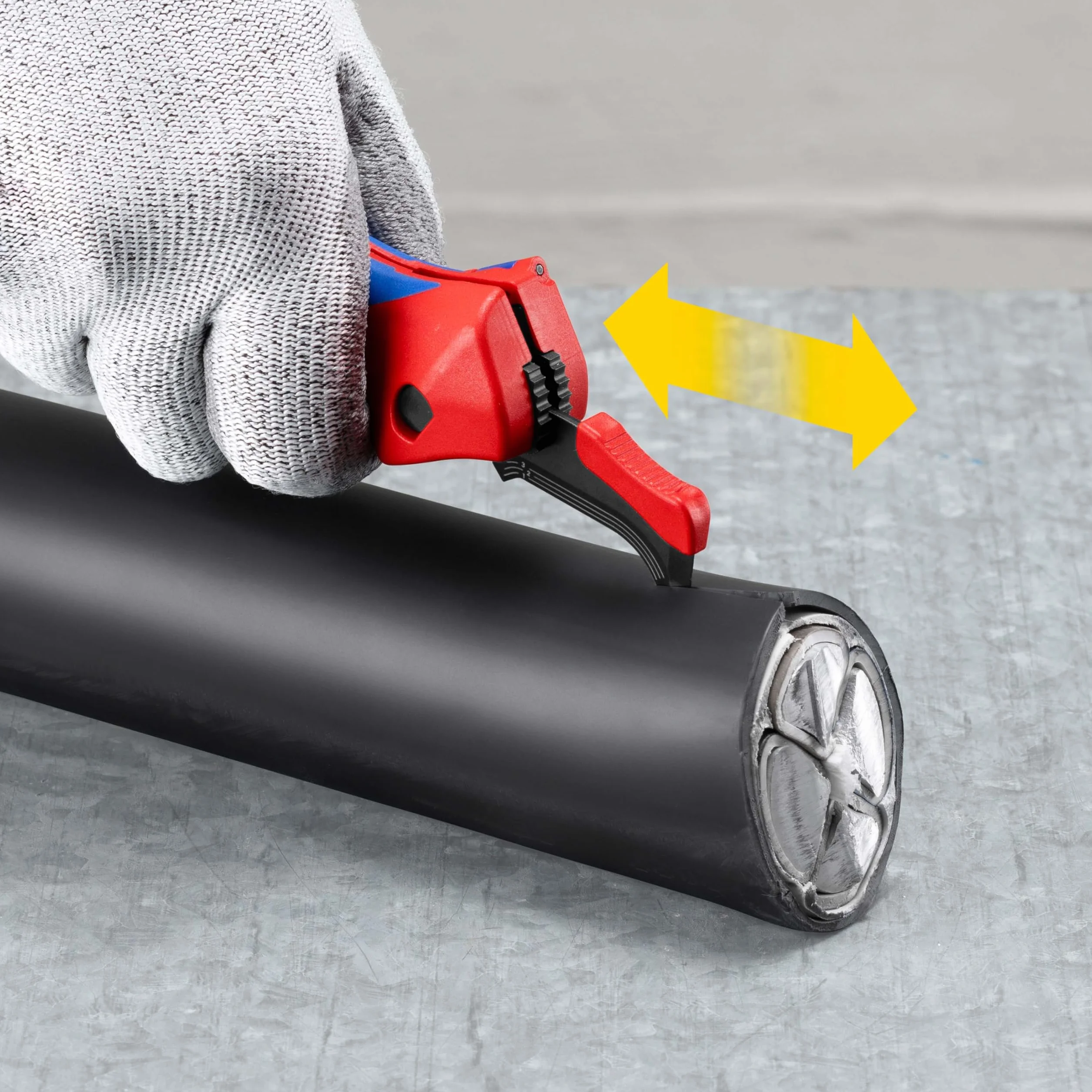 KNIPEX Nóż do ściągania izolacji ze stopką prowadzącą z osłonkami wielokomponentowymi 146 mm, 16 50 145 SB