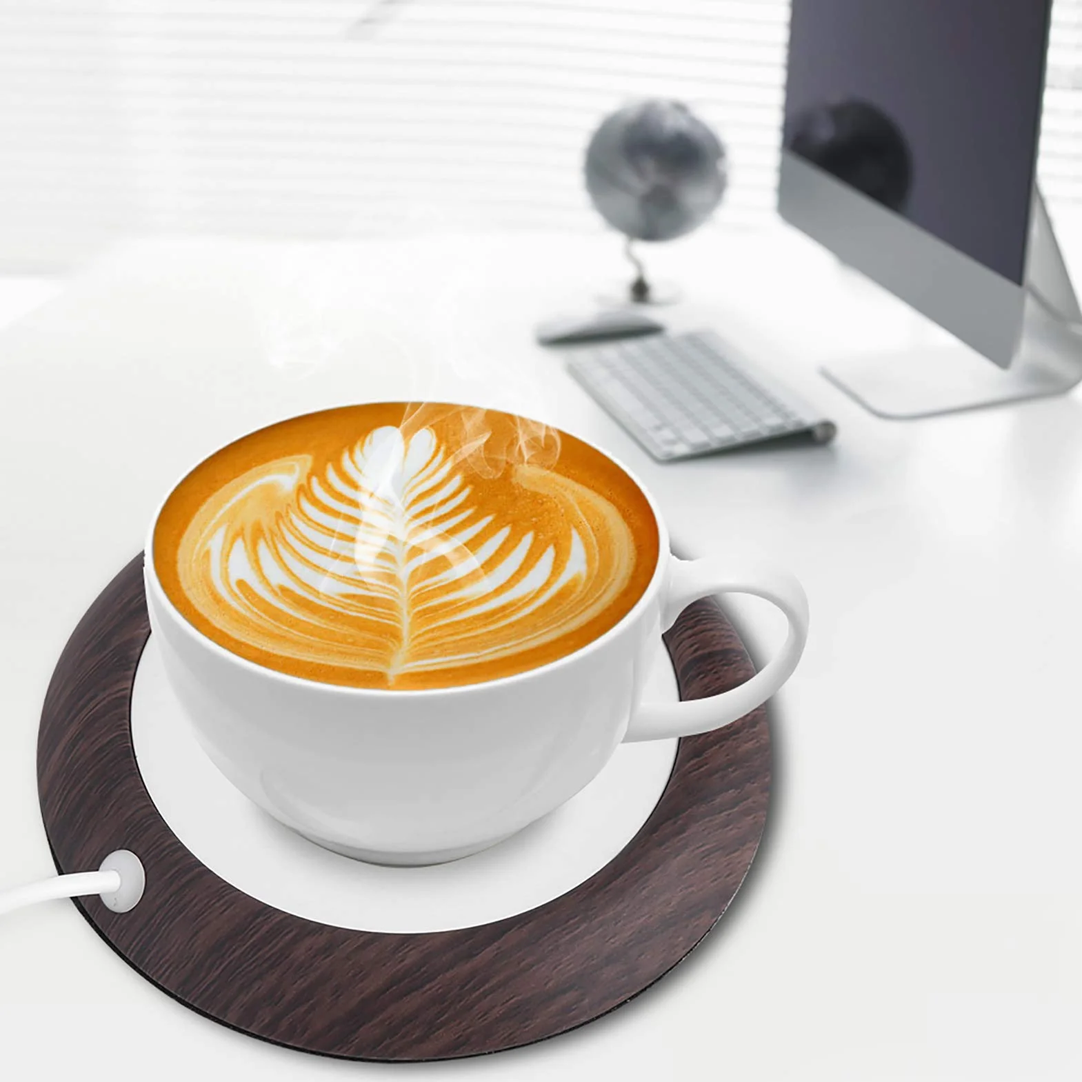 Podgrzewacz do Filiżanek USB Wood Grain 80℃ Przenośna Poduszka Grzewcza do Kubków