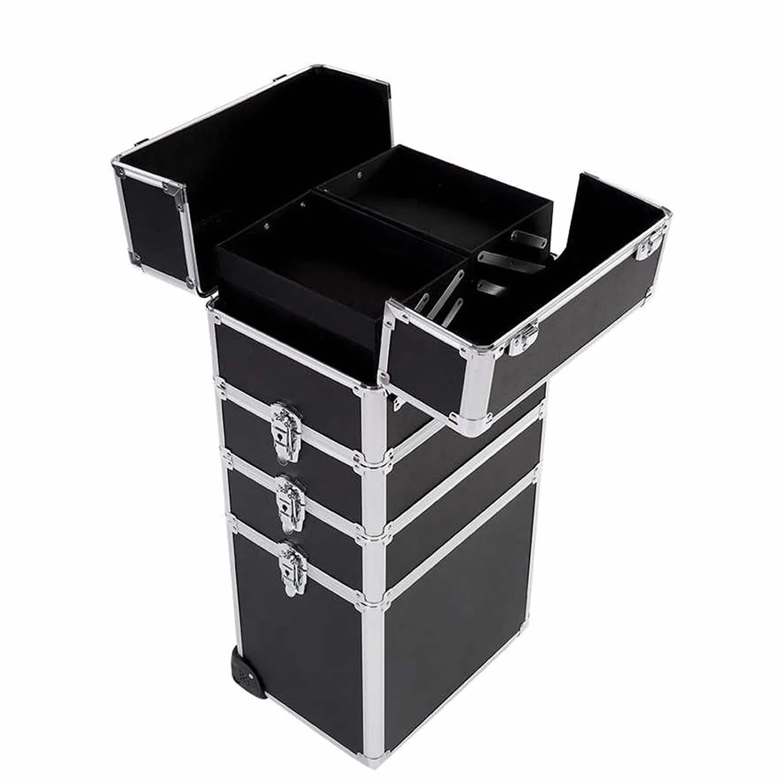 Skrzynki narzędziowe Przenośna skrzynka narzędziowa z kołami Uroda Travel Schowek Wózek do przechowywania Wózek wielofunkcyjny Rama aluminiowa Zdejmowana 4 w 1 Toolbox Przenośna skrzynka narzędziowa