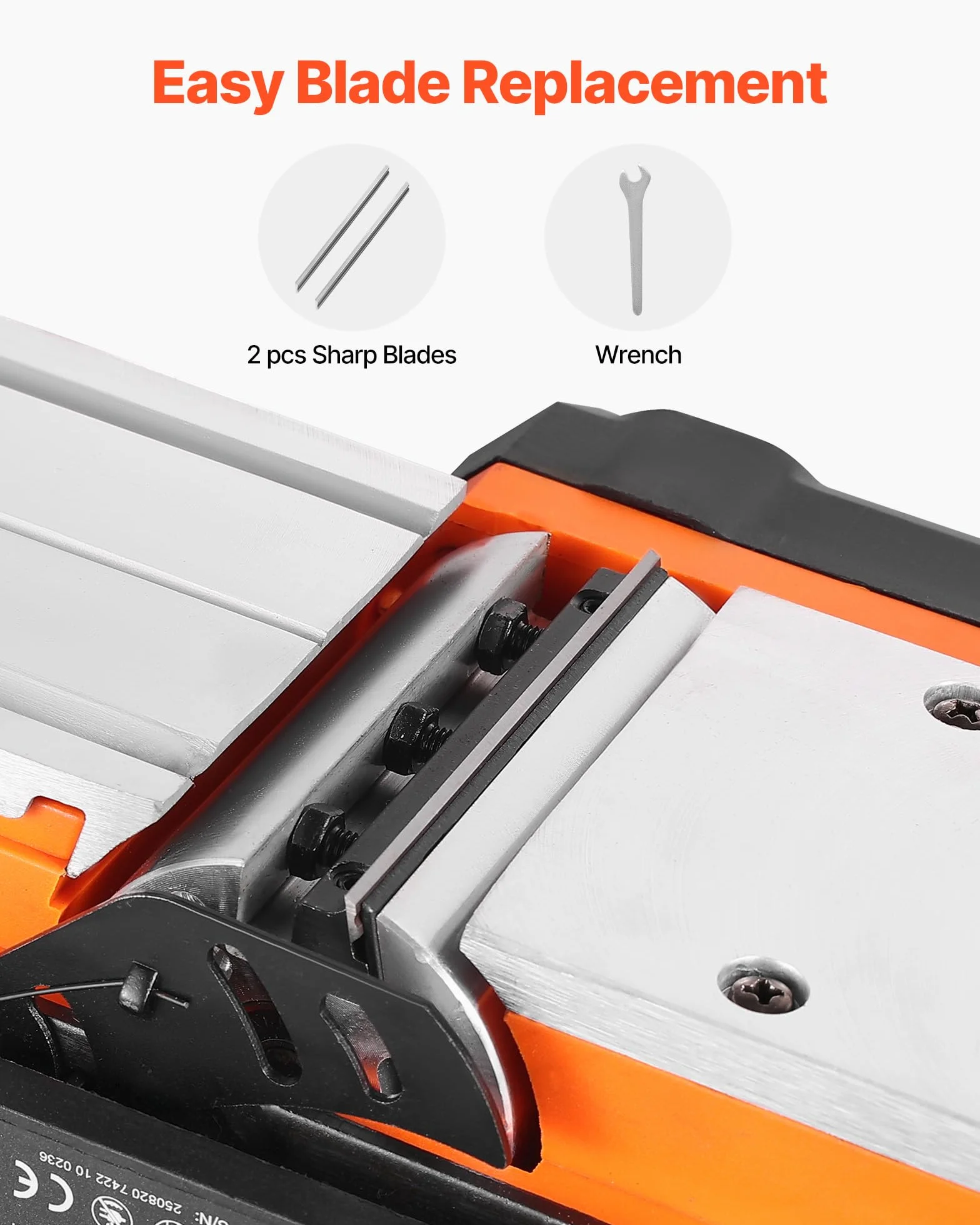 VEVOR Szerokość cięcia strugarki ręcznej 82 mm, przenośna strugarka z kablem 900 W 14500 obr./min do obróbki drewna, głębokość cięcia 3 mm, 2 ostrza, szlifierka ręczna DIY