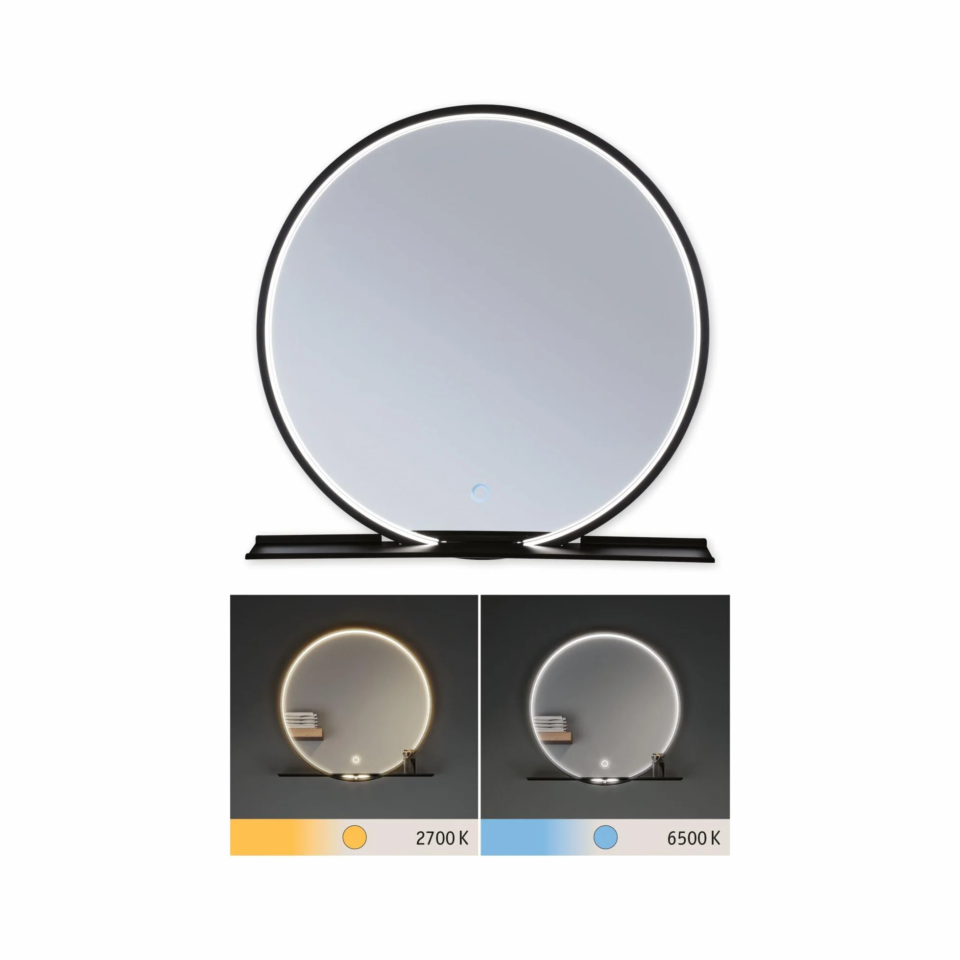 Paulmann 71090 LED lustro podświetlane Miro IP44 Tunable White 160lm 230V 10,5W lustro LED, czarny matowy oprawa łazienkowa
