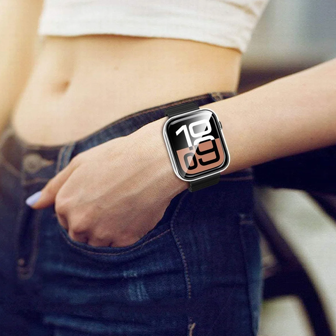 ivoler 3-pak twardych etui PC z osłoną ekranu do Apple Watch Series 10 46 mm (2024), ultracienkie ochronne, 2 przezroczyste + 1 czarne