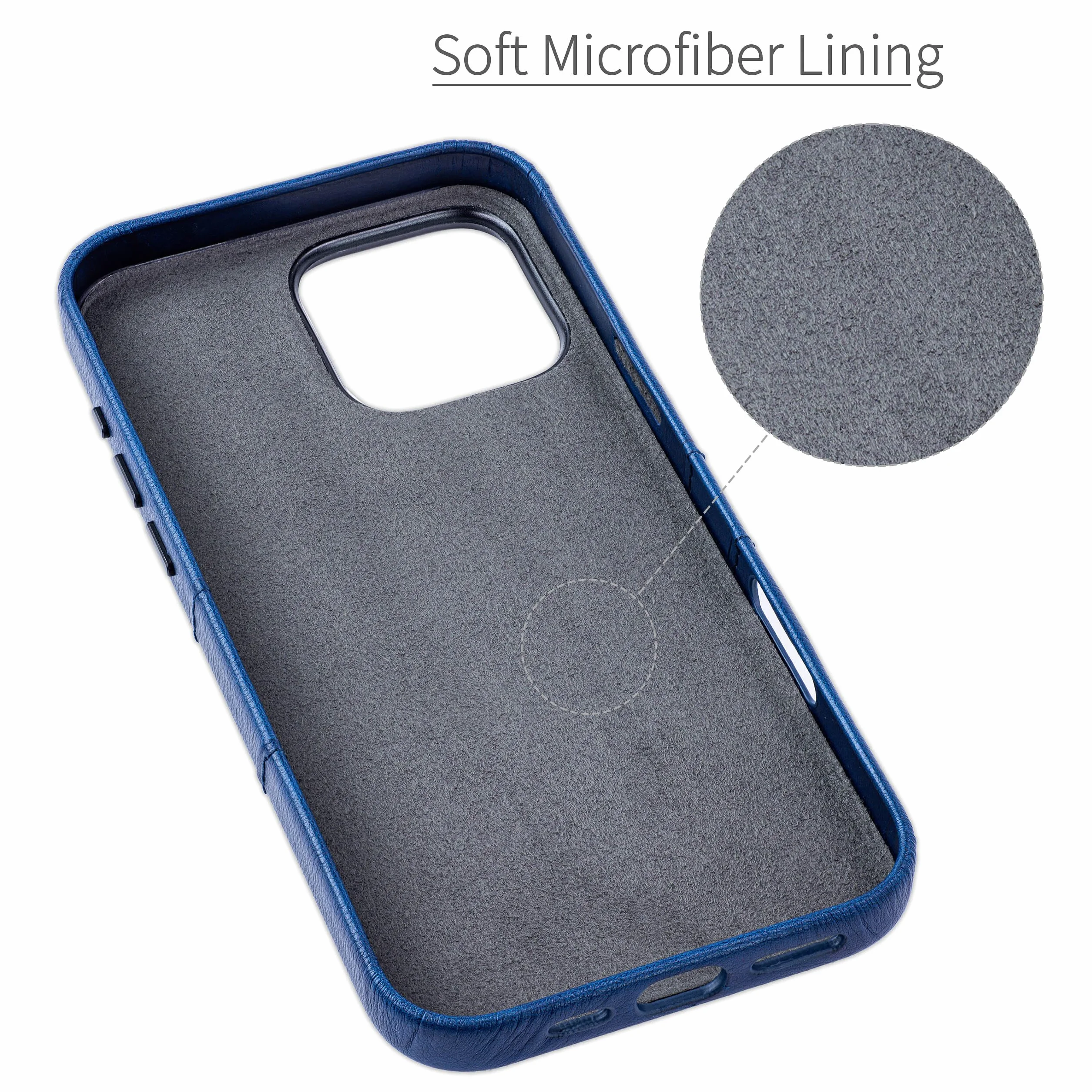 Dockem Etui na iPhone 16 Pro Max z Wbudowaną Metalową Płytką Magnetyczną, 2 Kieszenie, Skóra Syntetyczna Granatowy