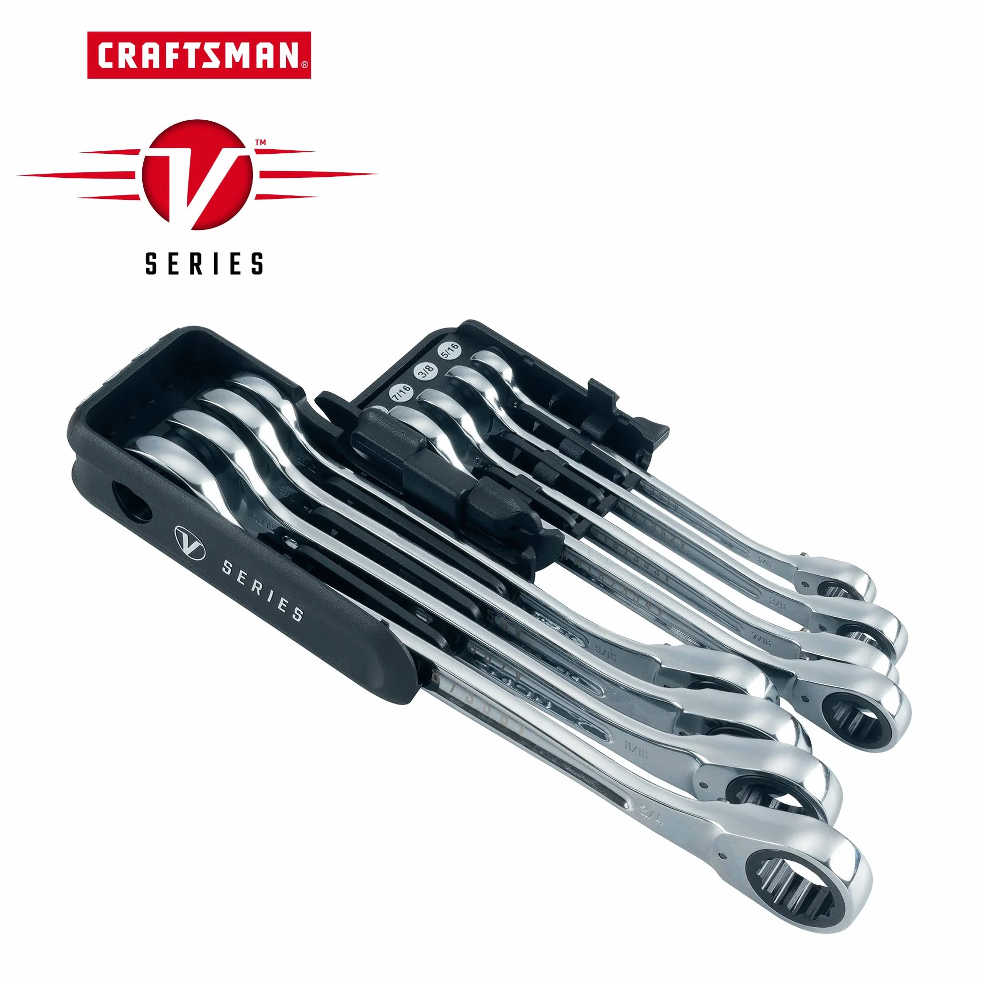 Craftsman Zestaw kluczy płasko-oczkowych serii V, SAE, 8-częściowy (CMMT87350V)