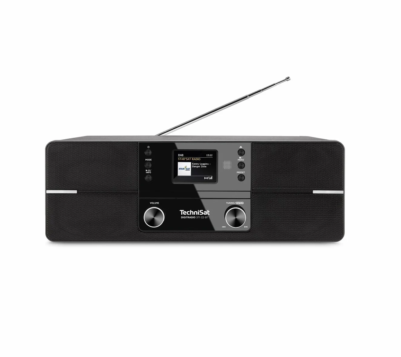 TechniSat DIGITRADIO 371 CD BT - cyfrowe radio stereofoniczne (DAB+, FM, odtwarzacz CD, Bluetooth, kolorowy wyświetlacz, USB, AUX, gniazdo słuchawkowe, budzik, 10 W, pilot zdalnego sterowania) czarny