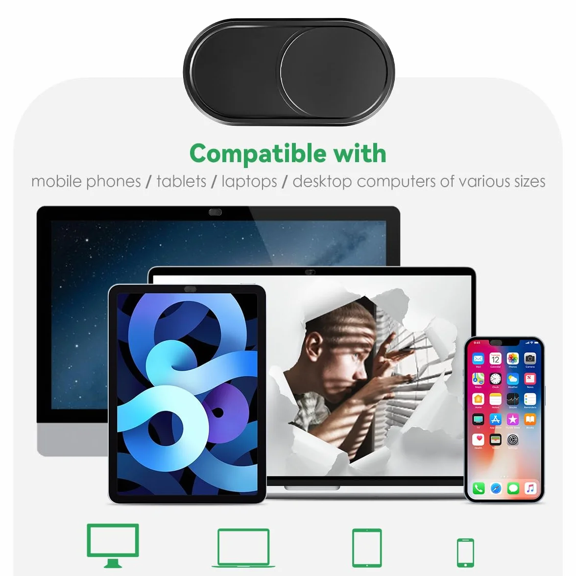CloudValley Metalowa osłona kamery internetowej 0,6 mm ultra cienka akcesoria do laptopa MacBook Pro MacBook Air iPad Air telefonu komórkowego tabletu Mac PC 2
