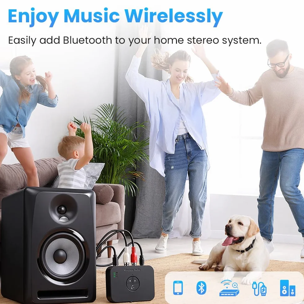 Odbiornik Bluetooth 6.0 Hi-Fi, adapter audio Bluetooth AUX 3,5 mm RCA do domowego stereo