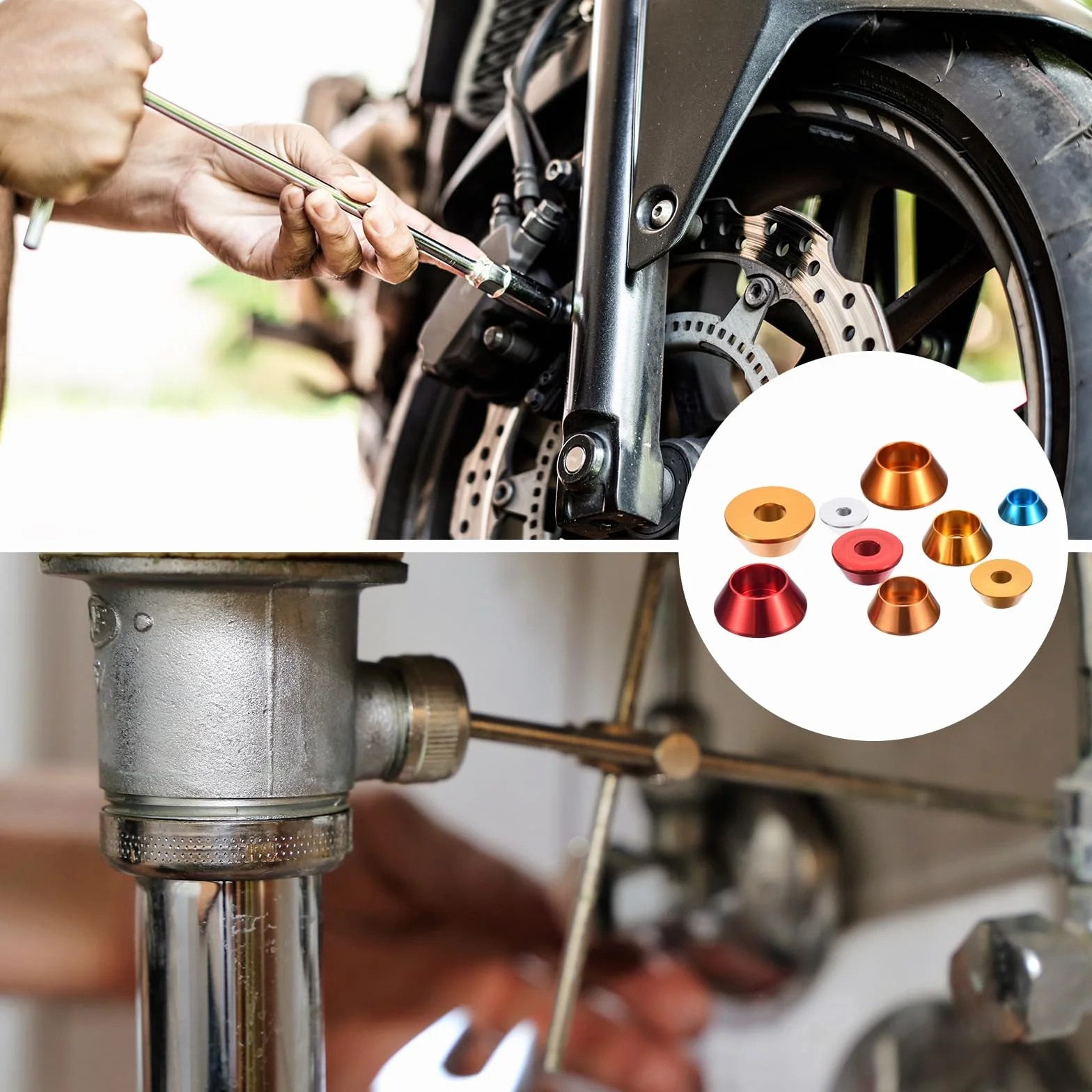 QUARKZMAN M4 podkładki stożkowe, 20 sztuk Anodowane aluminiowe podkładki typu kubka, podkładka uszczelniająca do akcesoriów mechanicznych, czarna
