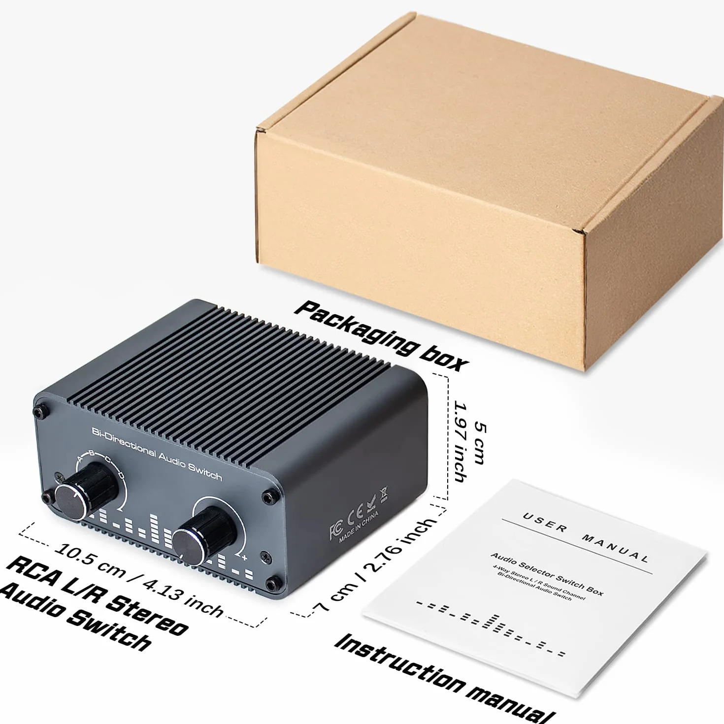 Tendak Bi-Directional RCA L/R Audio Switch Selector 4 in 1 Out / 1 In 4 Out, analogowy przełącznik audio stereo z regulacją głośności