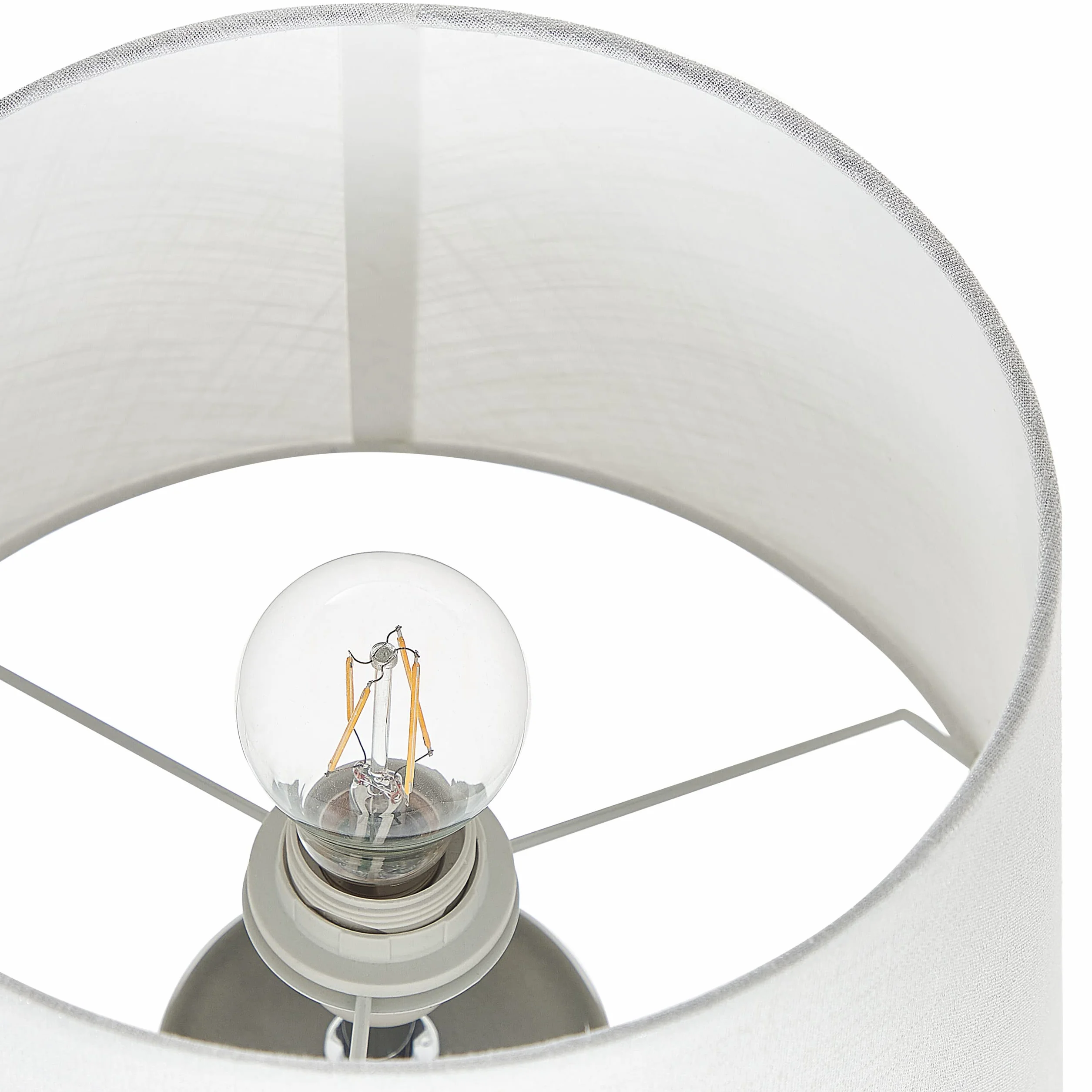 Elegancka lampa stołowa nocna ceramiczna szara z białym abażurem Khoper