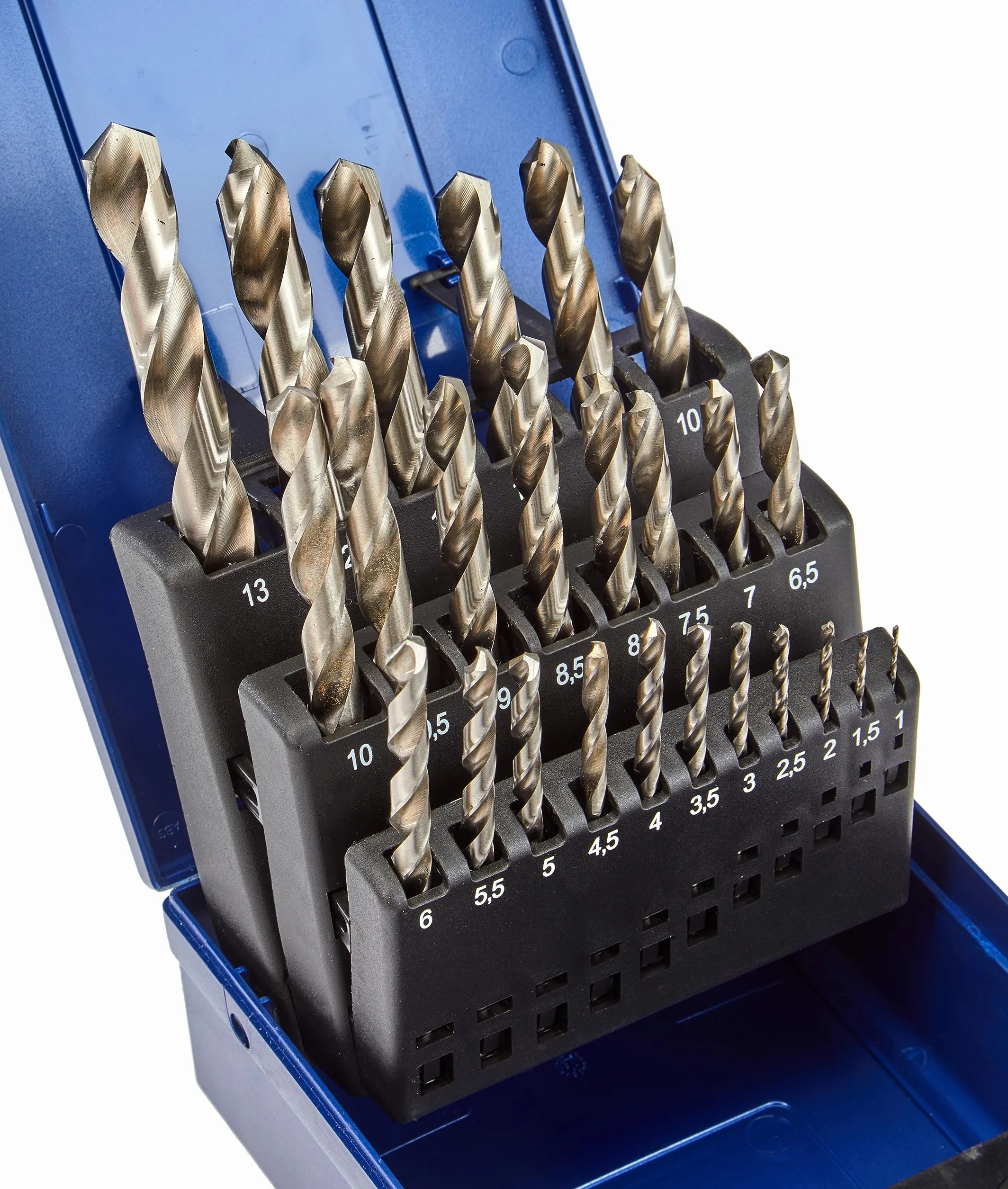Bohrcraft Zestaw wierteł spiralnych HSS-G w pudełku ABS KG13 25-częściowy średnica 1 – 13 x 0,5 mm, opakowanie 25 sztuk, 11201330025