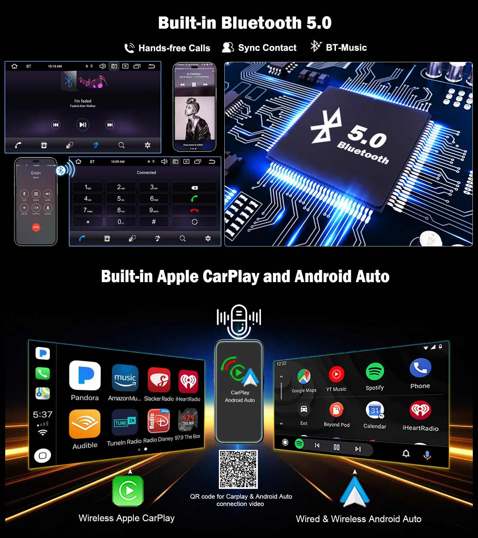 Erisin Radio Samochodowe 7 Cali 8-Rdzeniowe 4GB+64GB Android 14 Bluetooth GPS dla FIAT Bravo 2007-2014