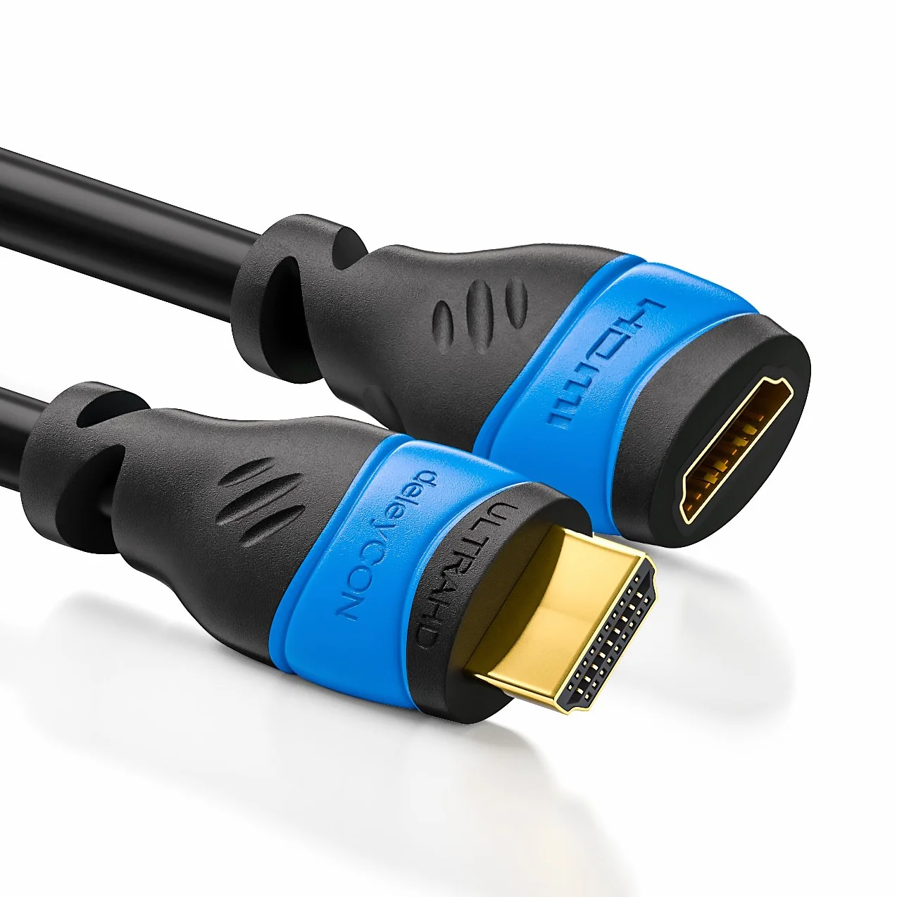 deleyCON 1m Przedłużacz HDMI 2.0a/b/1.4a UHD 4K HDR Czarno-niebieski