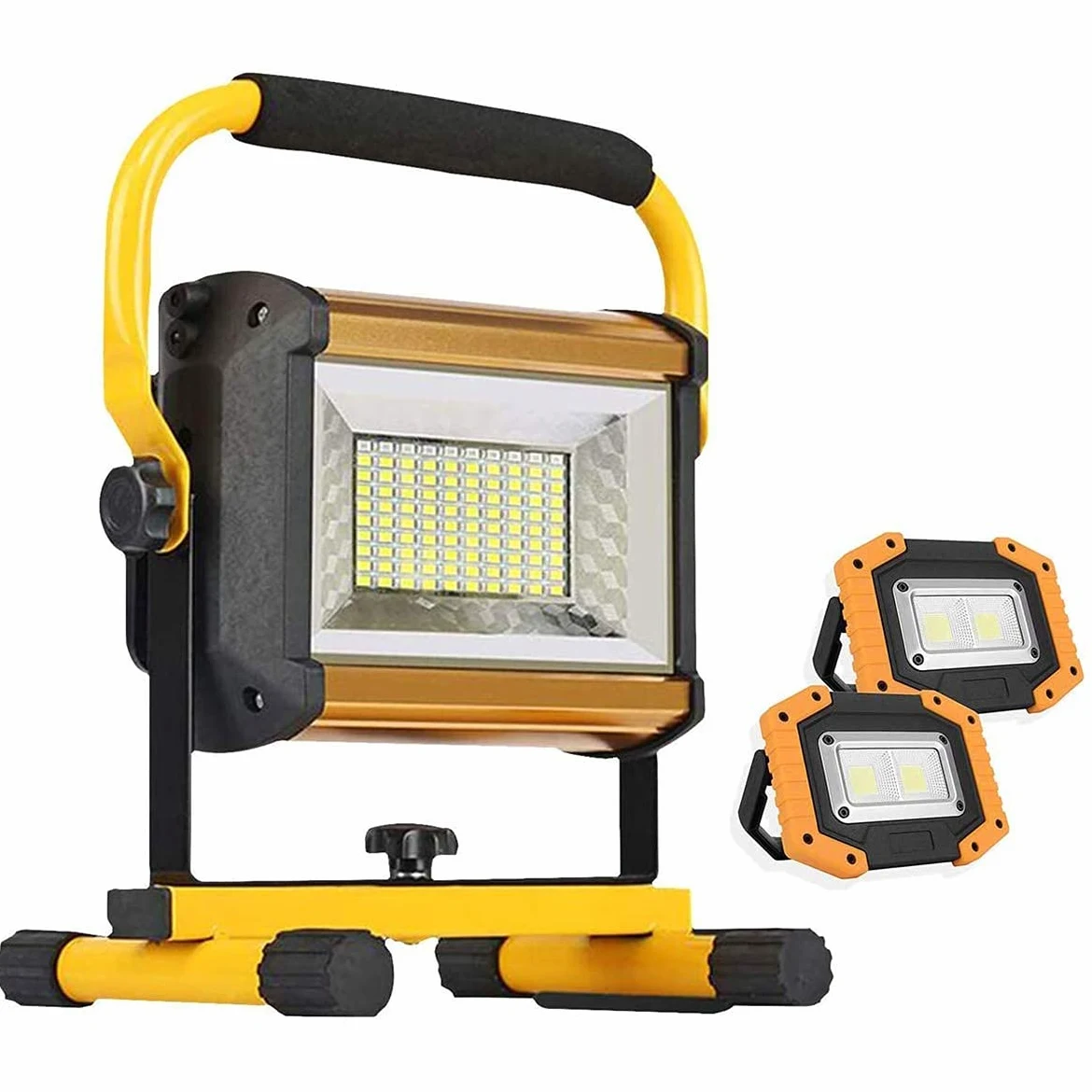 Reflektory LED z możliwością ładowania Przenośne światła robocze z zestawem 2 lamp terenowych USB, wodoodporna lampa kempingowa zewnętrzna IP65, lampa turystyczna 8000 lm do awaryjnej naprawy samocho