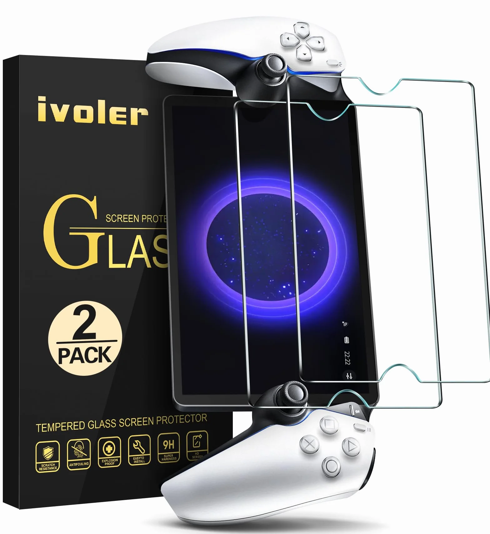 ivoler Szkło ochronne kompatybilne z PlayStation Portal Remote PlayPlayer, szkło ochronne o twardości 9H, odporne na zarysowania, przezroczyste HD, odporne na pęcherzyki powietrza, ochrona przed