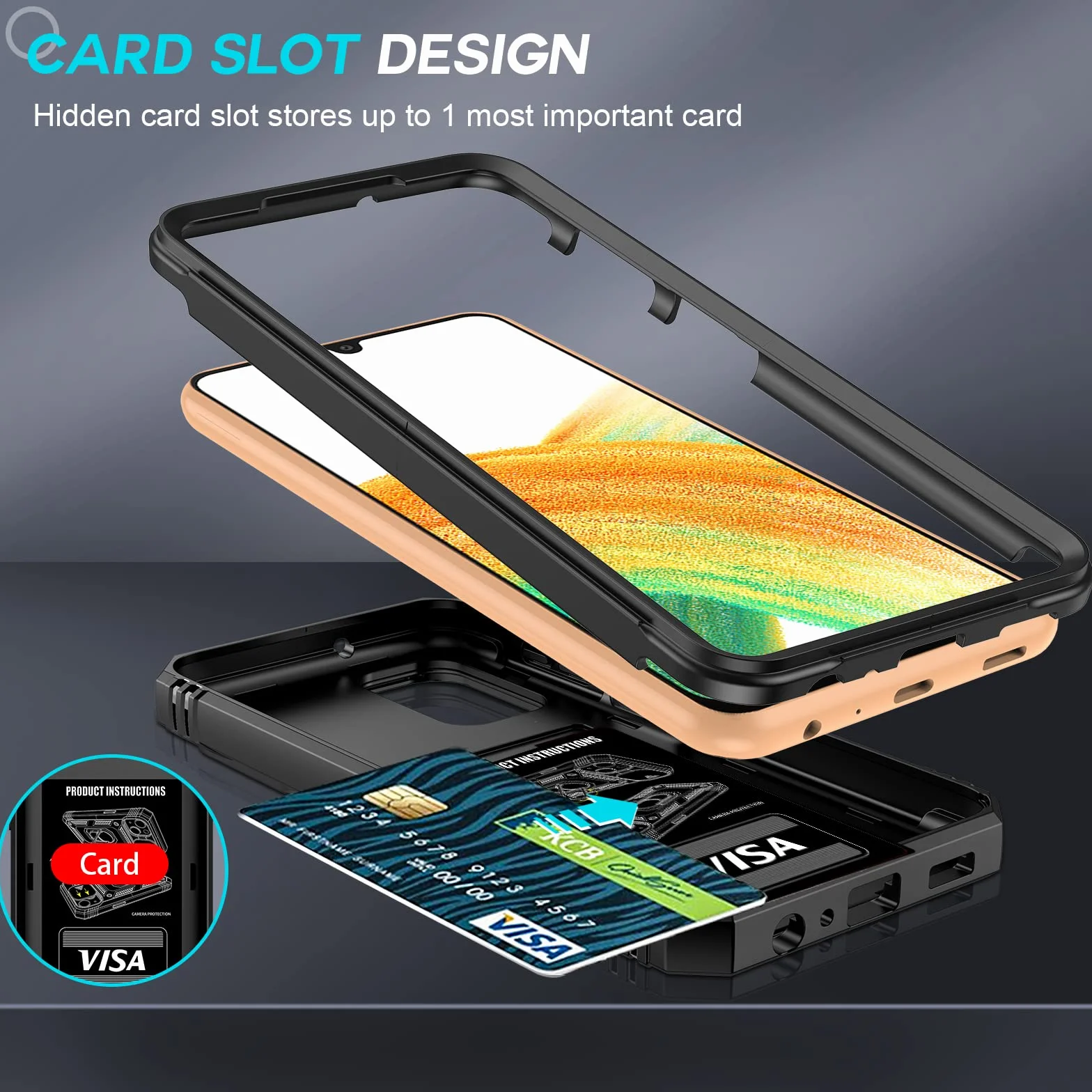 LeYi Etui do Samsung A13 4G, twarda ochrona kamery PC, odporna na upadek, czarna