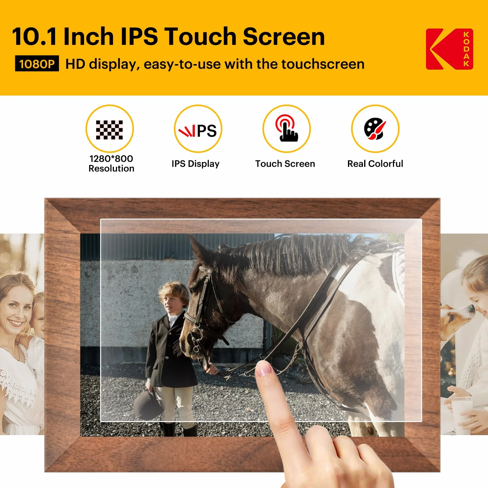 KODAK Cyfrowa ramka na zdjęcia Wi-Fi 10,1" HD IPS ekran dotykowy 32 GB