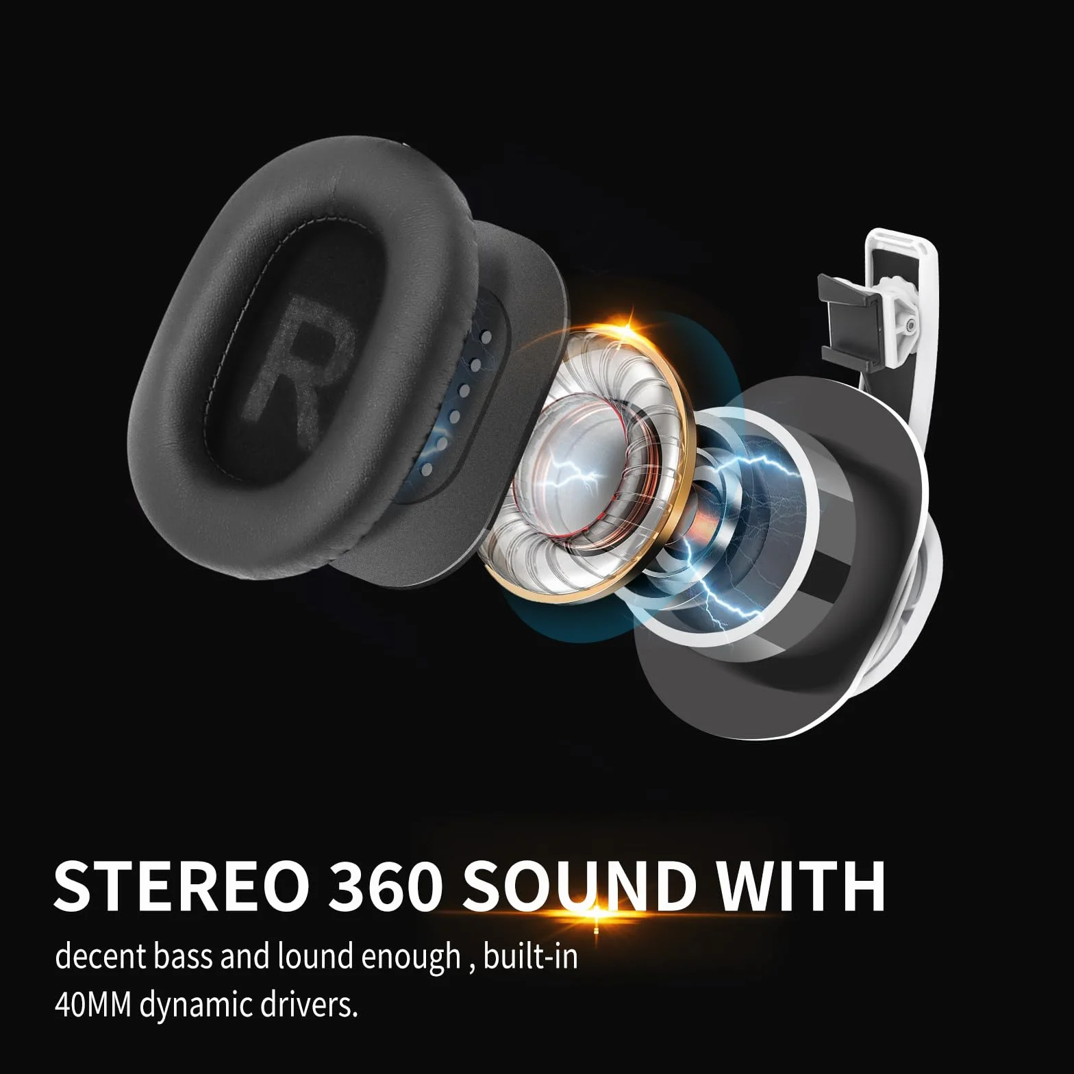 Globular Cluster PH2 Stereo VR Headphones for PS VR 2 - Clip On Design with Cable Router, 75mm x 90mm Earmuffs White