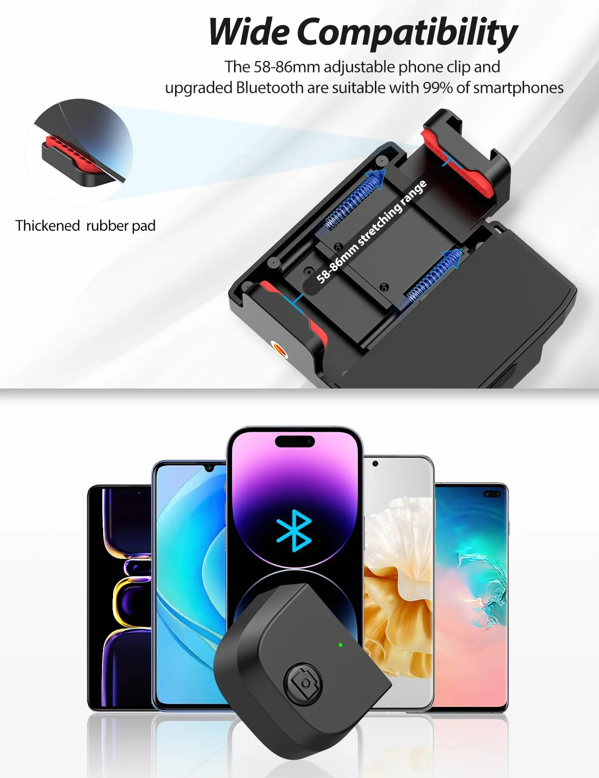 ULANZI CG-02 uchwyt do smartfona z pilotem migawki i światłem wypełniającym, akcesoria fotograficzne do iPhone'a 15, 14 Pro Max