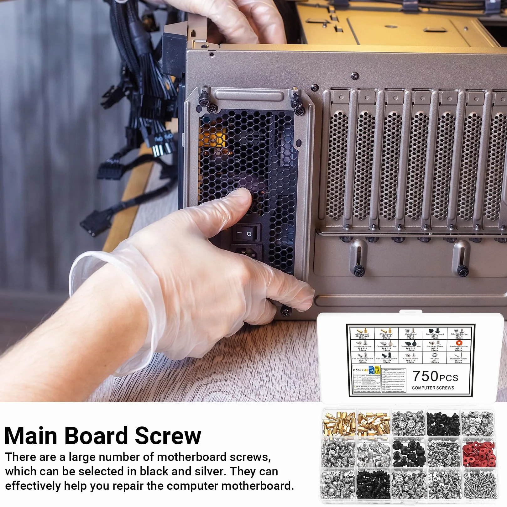 Zestaw śrub PC 750 sztuk #6-32 M2 M3 M5 do płyty głównej, wentylatora, obudowy i laptopów