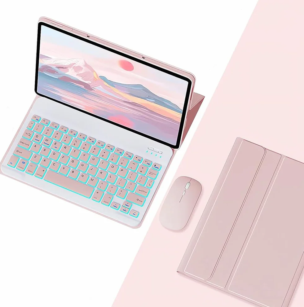 Etui na klawiaturę Lenovo Tab P11 Plus 2021 P11 2020 11 cali Bluetooth podświetlana mysz Pink