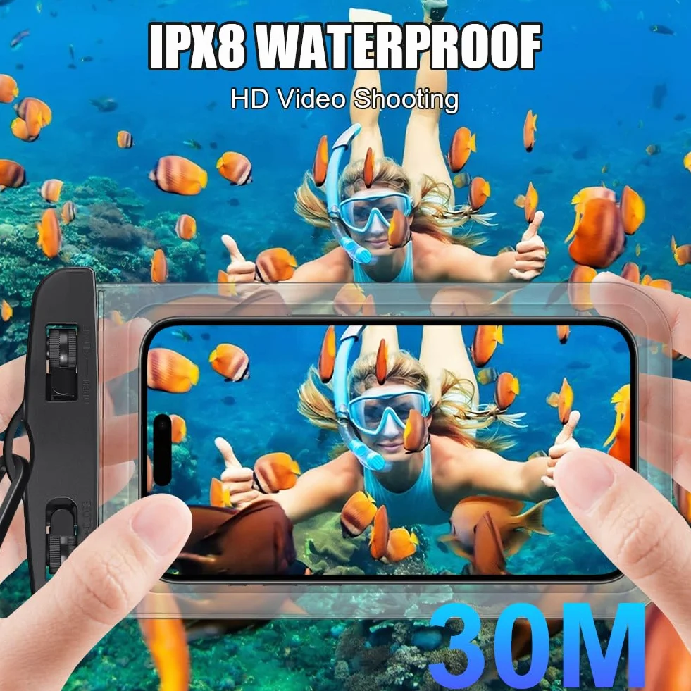 2 sztuk Wodoszczelne etui na telefon komórkowy,Wodoszczelna torba na brzuch,IPX8 Wodoodporna torba na smartfona telefon iPhone 16 15 14 13 12 Pro XS do 7,2"