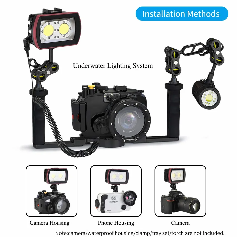 Sea frogs IPX8 wodoodporna lampa LED do aparatu, światło do fotografii i wideo, 3500 lm, do nurkowania, 40 m, oświetlenie do fotografii podwodnej