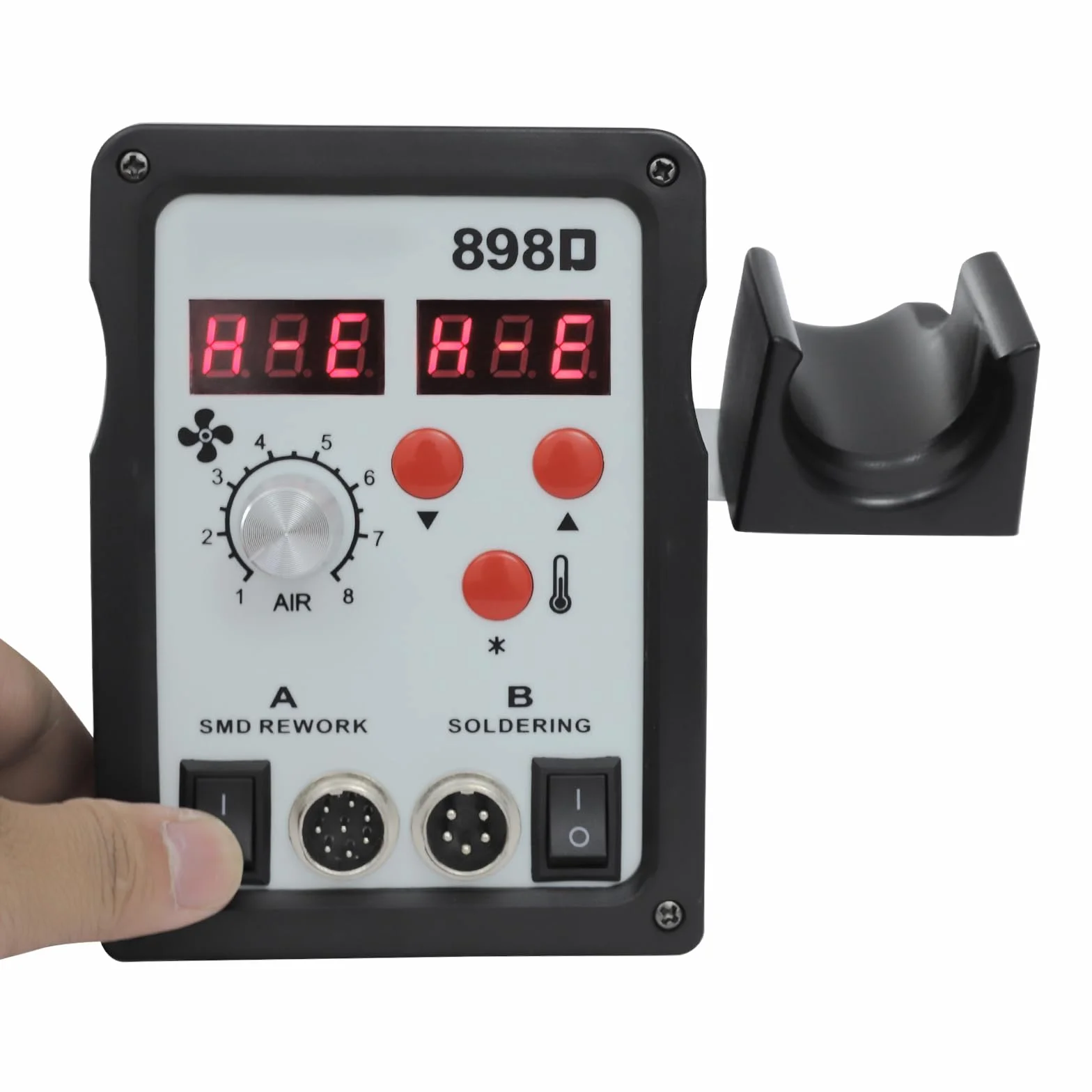 750W stacja lutownicza z pistoletem powietrznym i lutownicą, regulacja temperatury 200-480°C, 8 prędkości, wyświetlacz LED, do napraw elektronicznych
