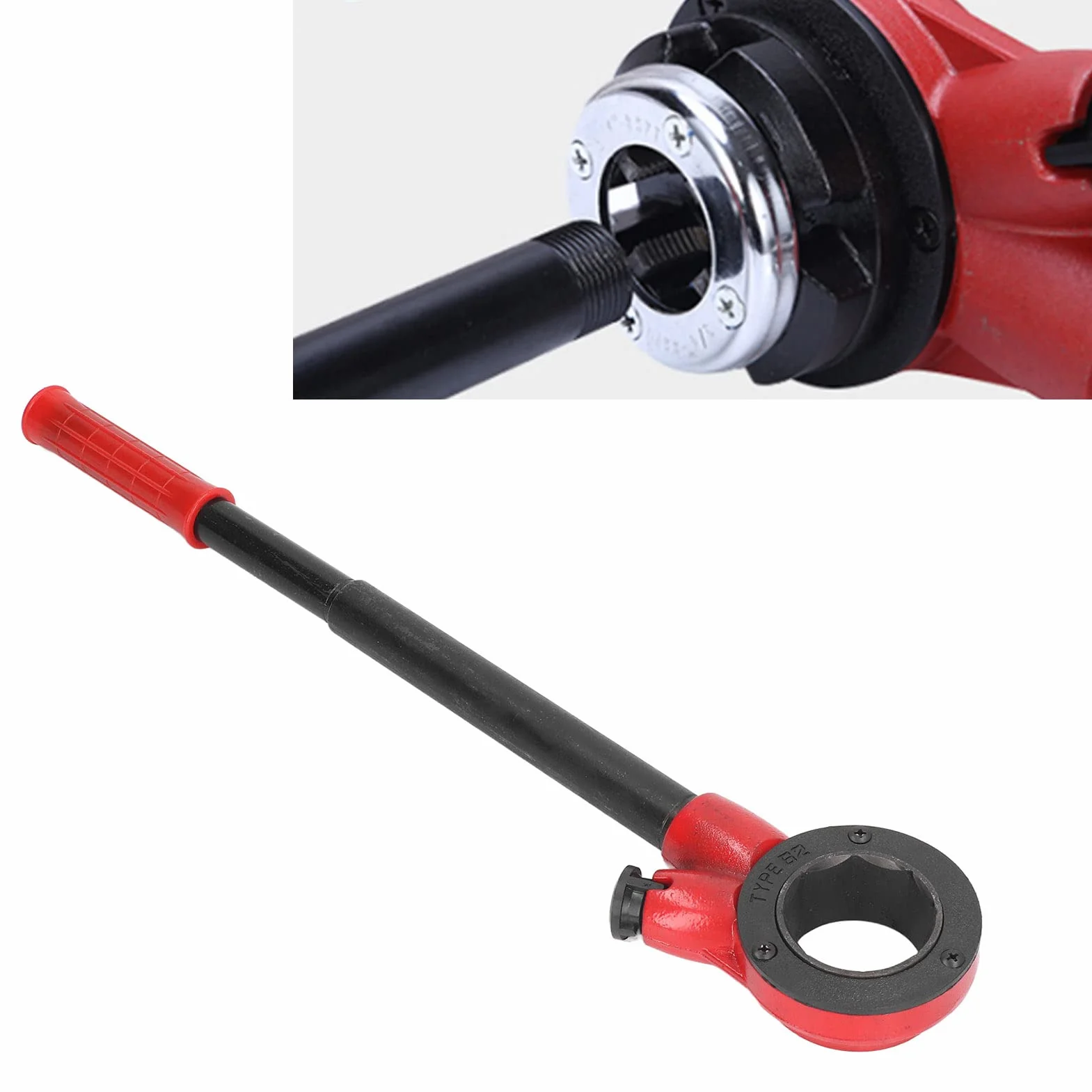 Zestaw do Gwintowania Rur, Zestaw do Gwintowania Rur z Mechanizmem Zapadkowym Ręczna Gwinciarka Zapadkowa Narzędzia dla Hydraulików 62B 4 Matryce Zestaw Narzędzi do Gwintowania