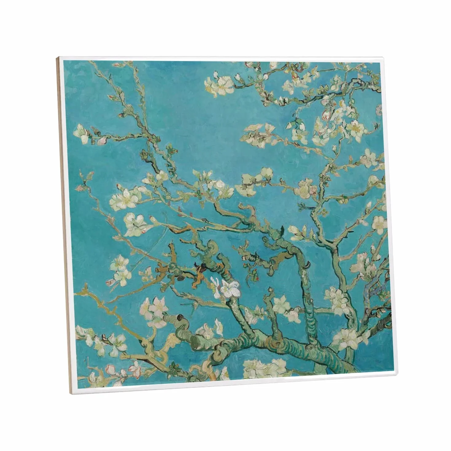 Dekoracyjne płytki ceramiczne 10,8 x 10,8 cm - van Gogh gałązka migdałowca w kolorze kwiatowym 1890
