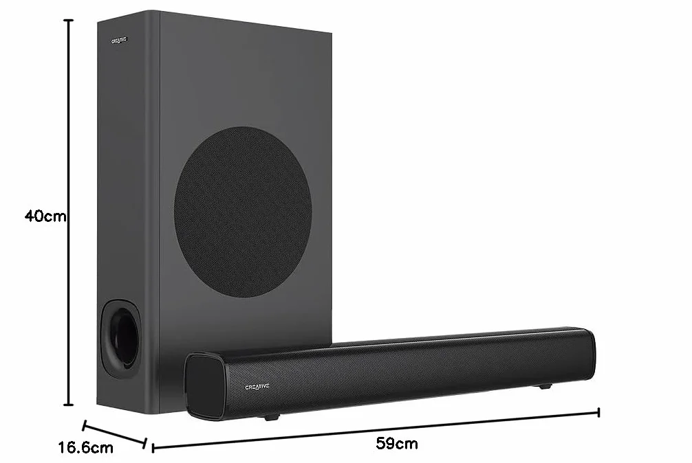 Creative Stage Soundbar z Subwooferem, Czarny