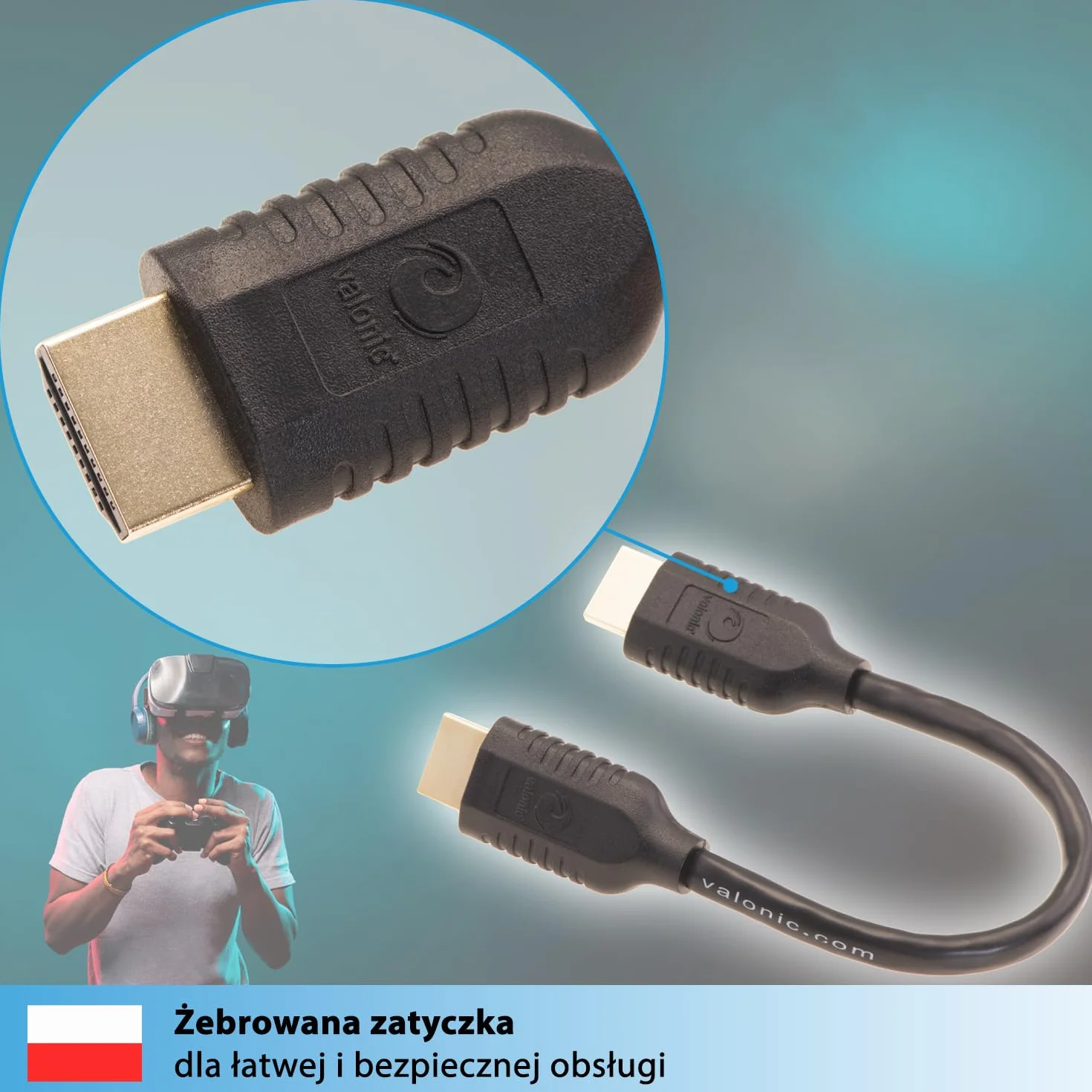 Valonic Kabel HDMI 20 cm 2 szt. 4K ARC UHD Full HD Ethernet Czarny