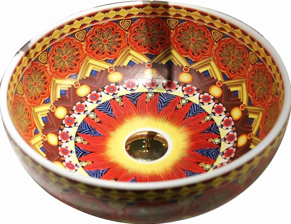 Szafka Pod Umywalkę Z Umywalką, Umywalka Łazienkowa Nablatowa, Okrągła Ceramiczna Umywalka W Stylu Europejskim, Kreatywna Abstrakcyjna Umywalka Pod Umywalkę, Szer. 42 X 15 Cm, Szer. 42 X 15 Cm