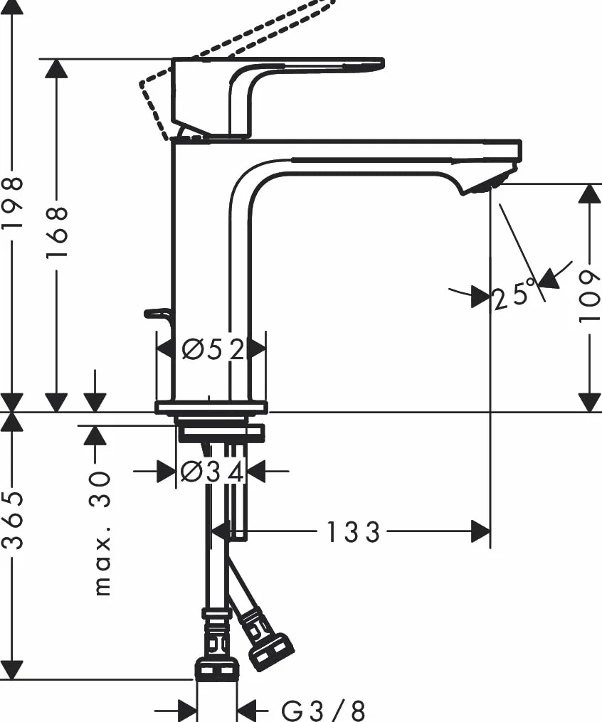 hansgrohe Rebris E 72560000 bateria umywalkowa bez odpływu, energooszczędna (CoolStart), kran łazienkowy z wylewką, wysokość 109 mm, bateria mieszakowa do umywalki oszczędzająca wodę (EcoSmart), chrom