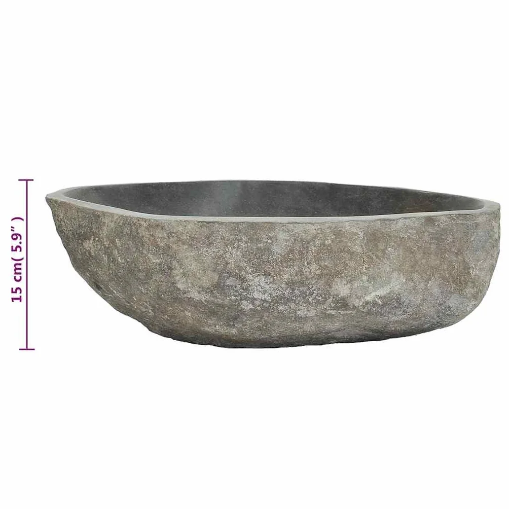 vidaXL Umywalka z kamienia rzecznego owalna 45-53 x 34-41 cm
