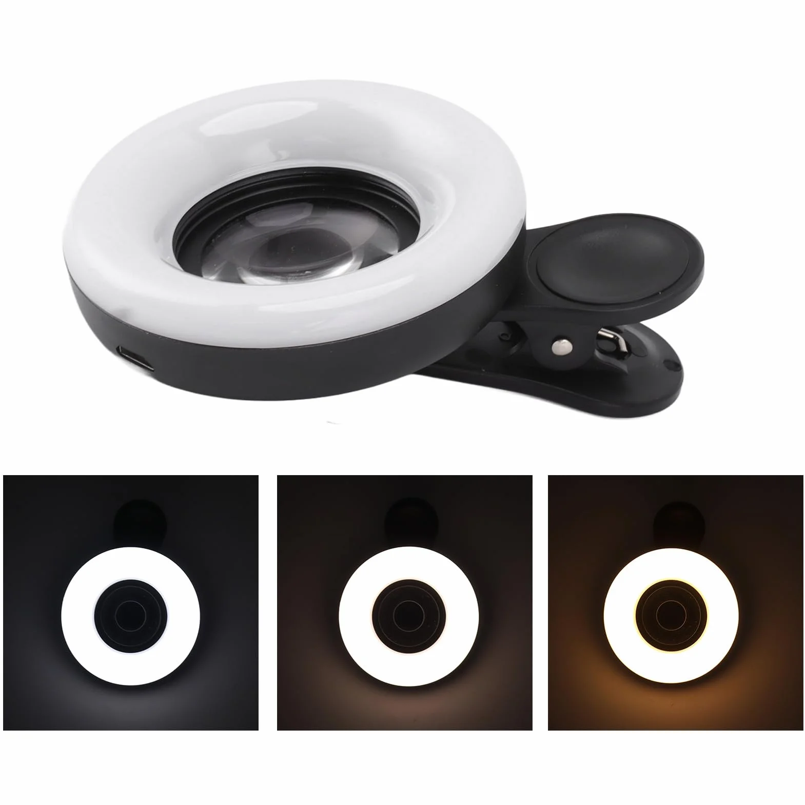 Obiektyw Makro 15X z lampą pierścieniową Mini Clip do aparatu telefonicznego 2800-6500K