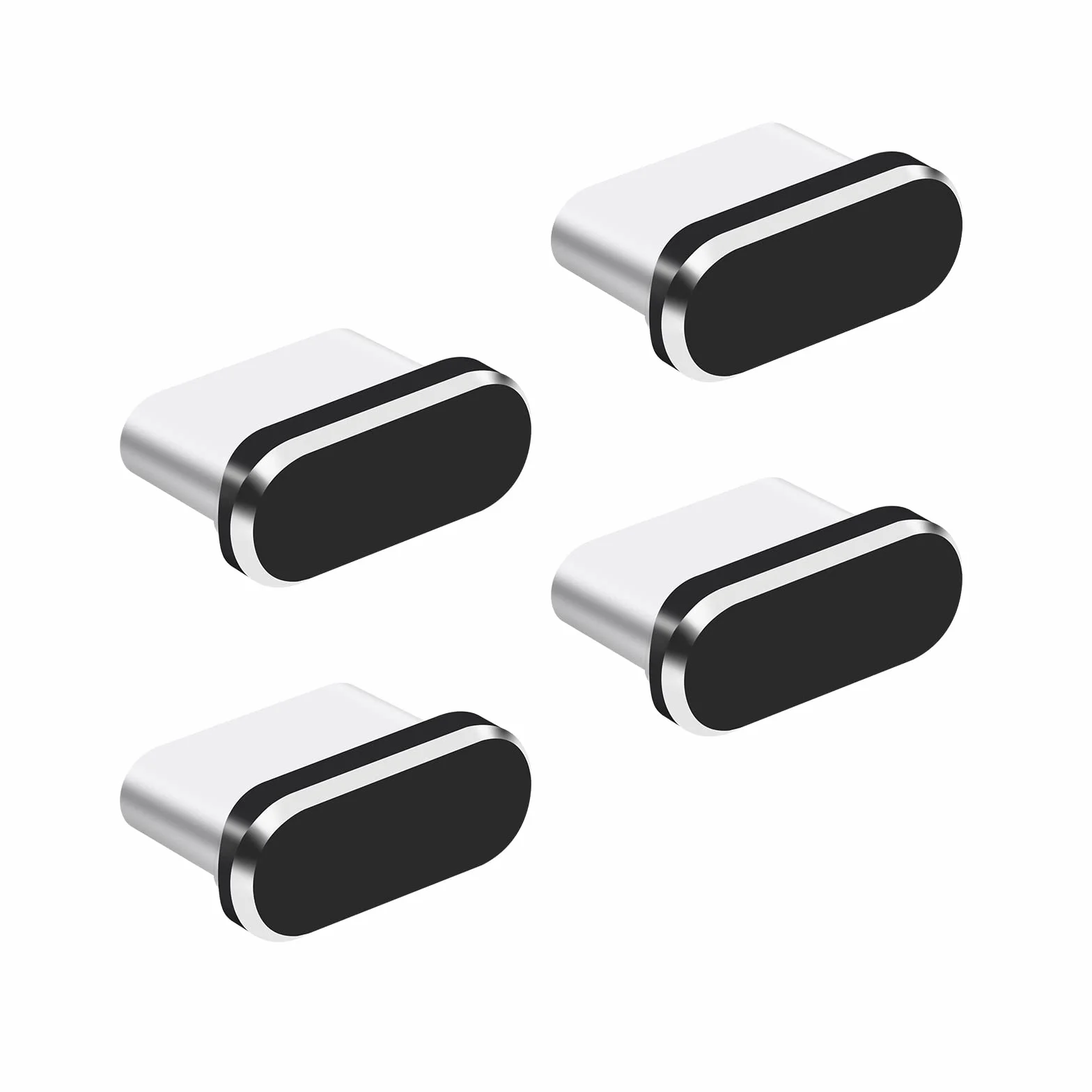 Sibba 4 przeciwpyłowe wtyczki USB typu C i Micro USB pokrywa port do smartfonów Android (czarna)
