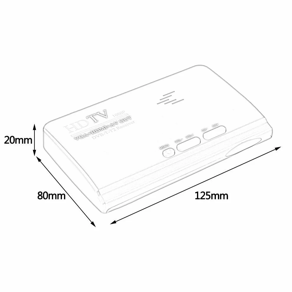 HD 1080P VGA DVB-T/T2 AV do VGA TV obudowa z HDMI VGA USB obsługuje MPEG4
