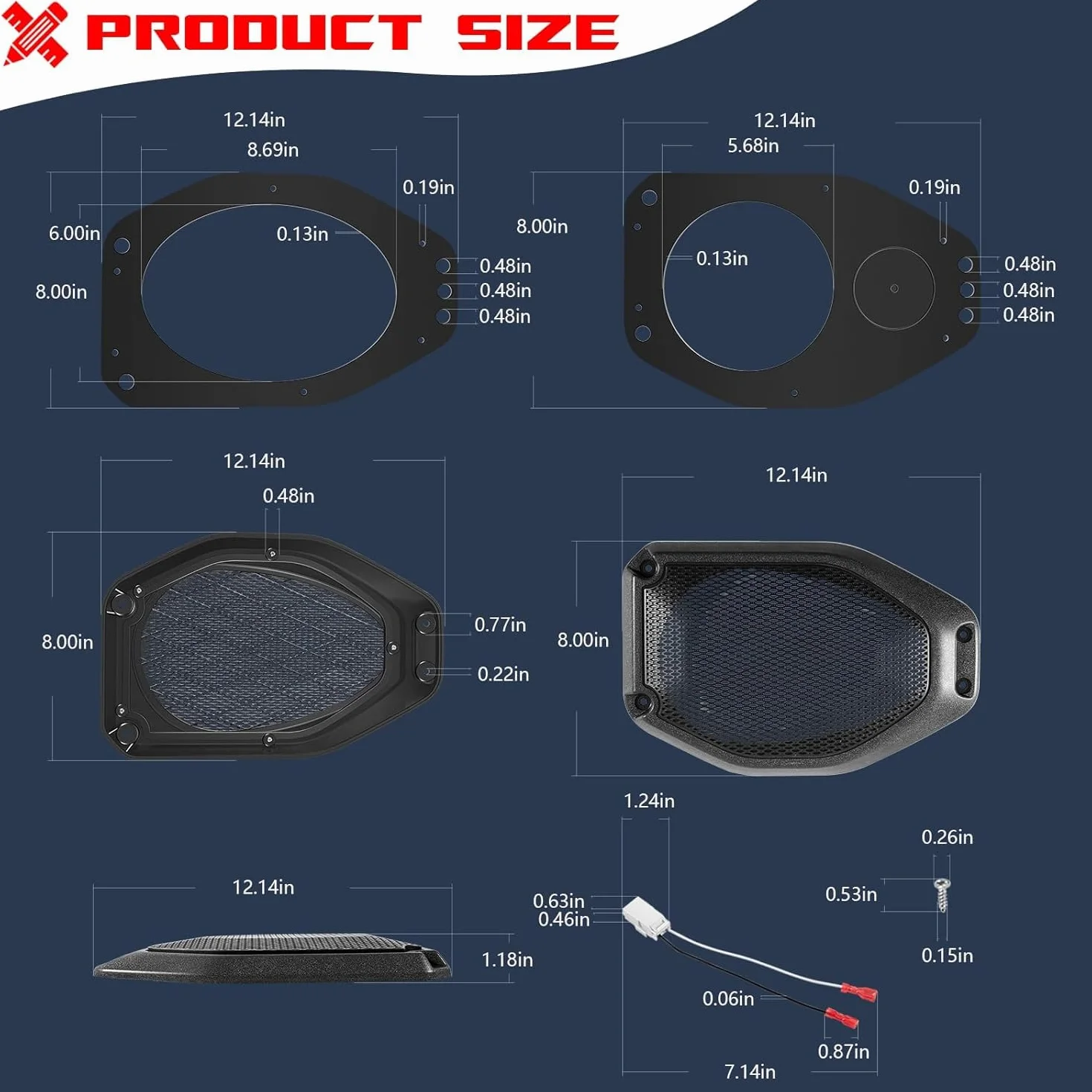 Adapter głośnika do Jeep Wrangler JL & Gladiator JT 2018-2024 6,5 cala zestaw drzwi wejściowych z adapterem głośnika wysokotonowego tylne głośniki sufitowe zestaw 2