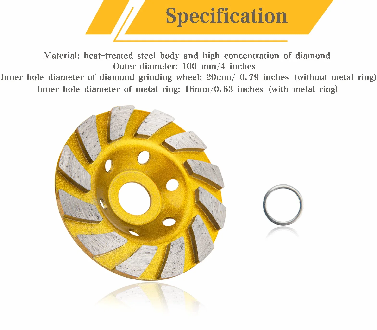Tarcza szlifierska do betonu, 10 cm, 6 szt. betonowych turbo diamentowych kółek do szlifowania betonu granitu, marmuru, kamienia murarskiego, 12 segmentów, wytrzymałe kółka do szlifierki kątowej