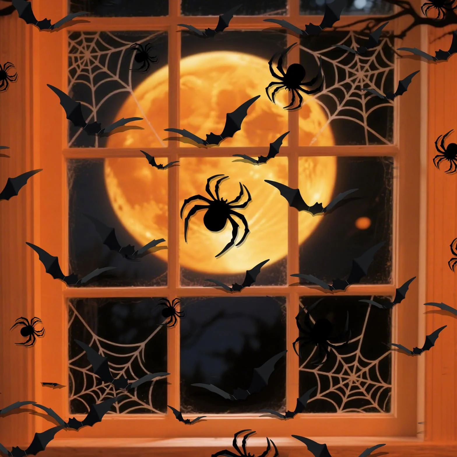 Gucass 48 sztuk dekoracji na Halloween, nietoperze 3D, dekoracja na Halloween, naklejki ścienne PCW, straszna czerń, zdejmowane nietoperze, DIY, dekoracja na Halloween, zestaw dekoracyjny na okno