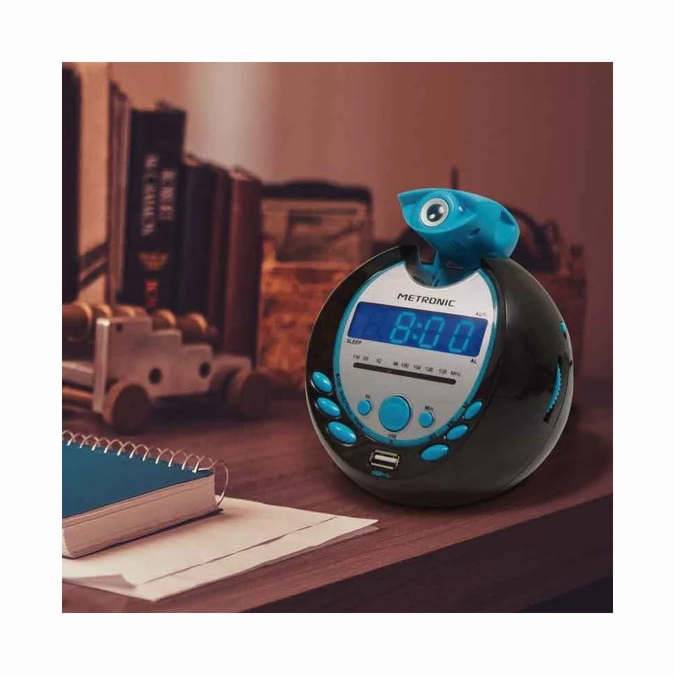 Metronic Sportsman Radiobudzik z portem USB Czarny Niebieski