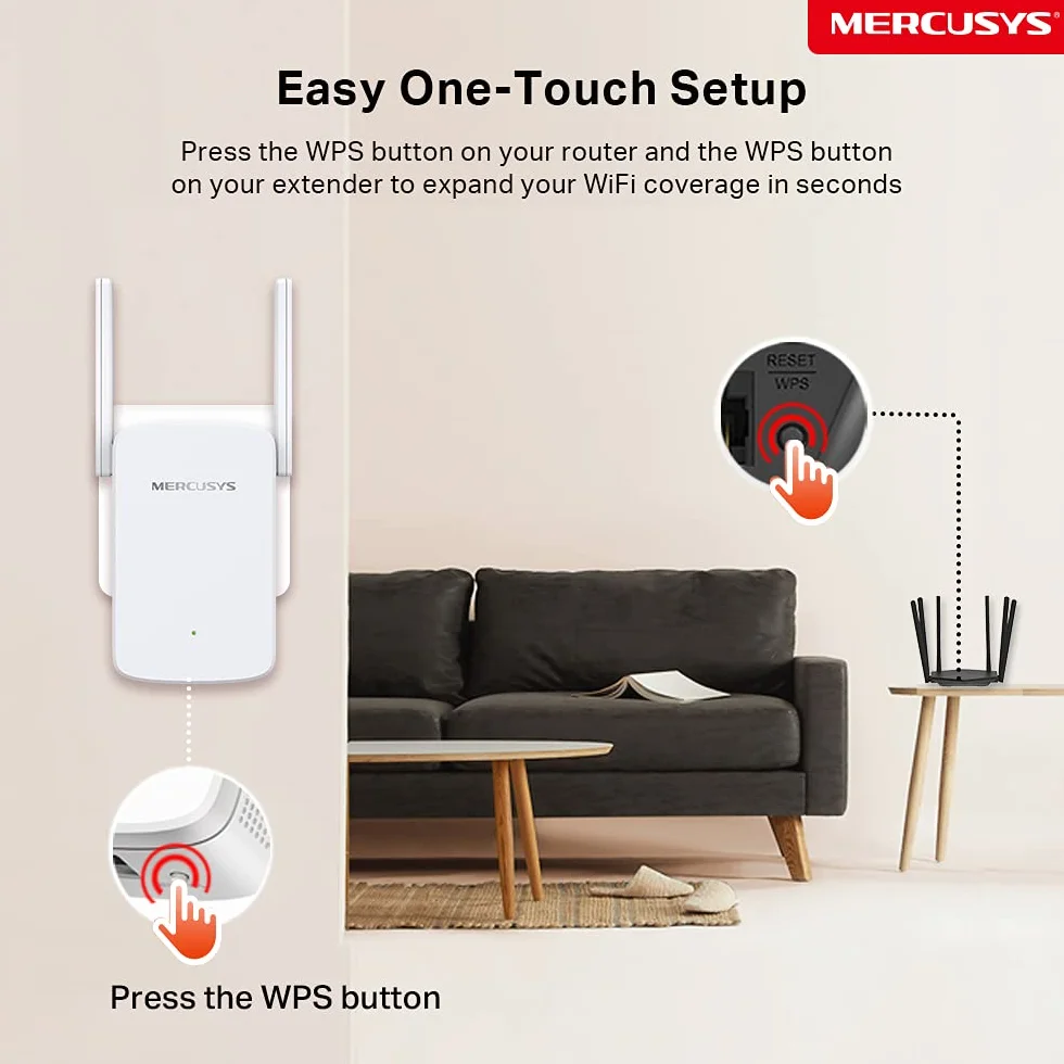 Mercusys ME30 | Wzmacniacz Zasięgu Wi-Fi AC1200 Dual Band | 867 Mb/s (5 GHz) + 300 Mb/s (2,4 GHz) | Adaptacyjny Wybór Ścieżki | WPS | Port Ethernet | Tryb Punktu Dostępowego