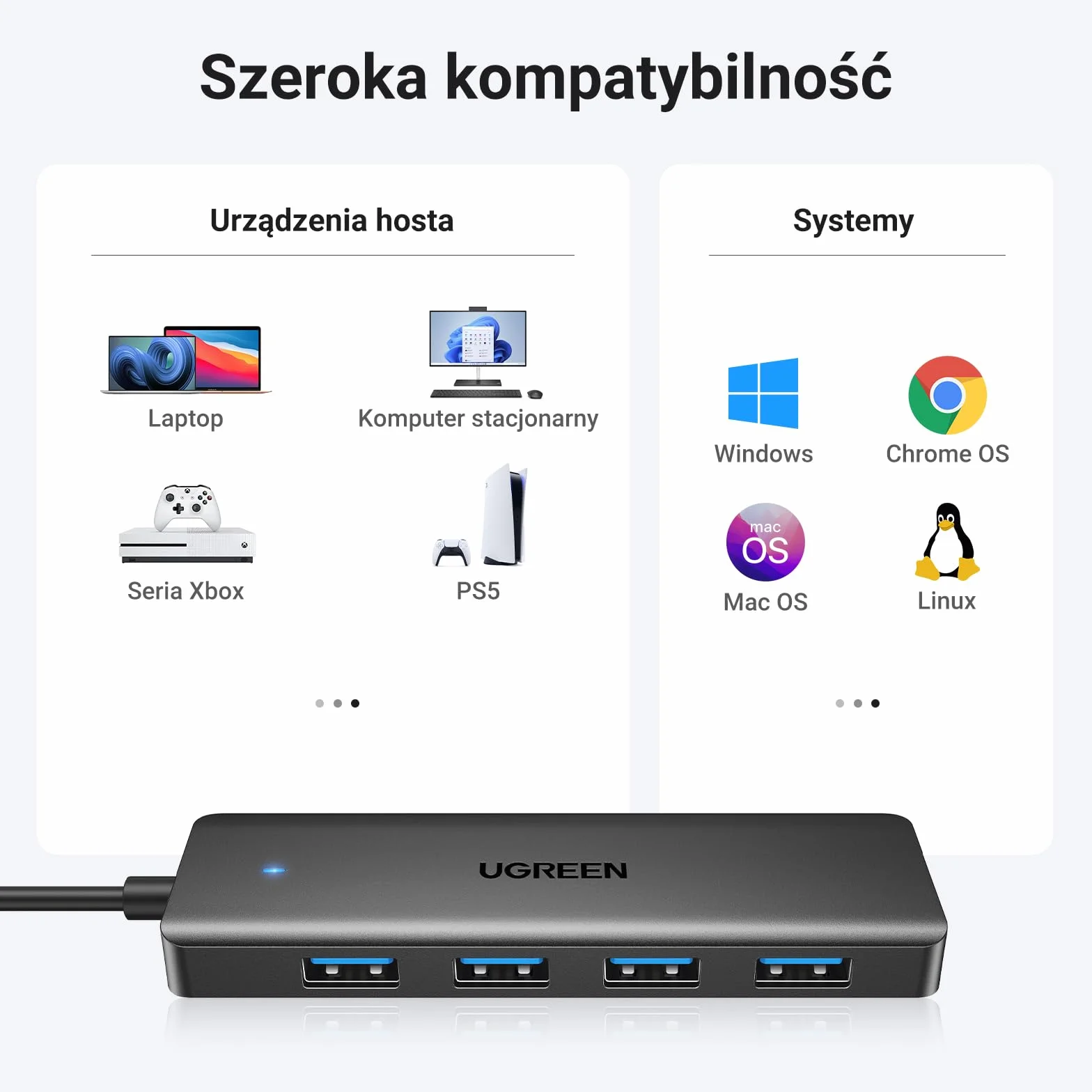UGREEN Hub USB 3.0 Rozgałęźnik 5 Gbps 15cm