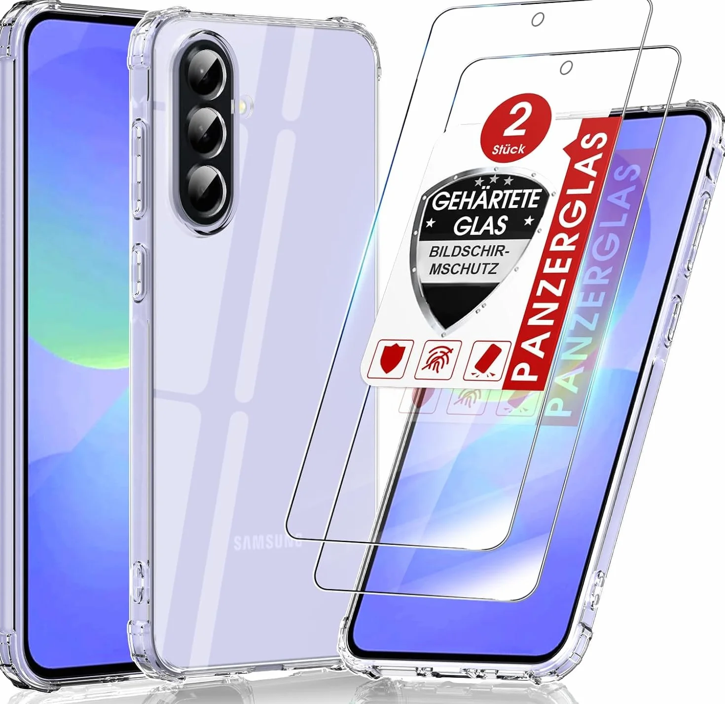LeYi Etui do Samsung Galaxy A36 5G z 2 szkłem hartowanym, silikon TPU zderzak, odporny na wstrząsy futerał